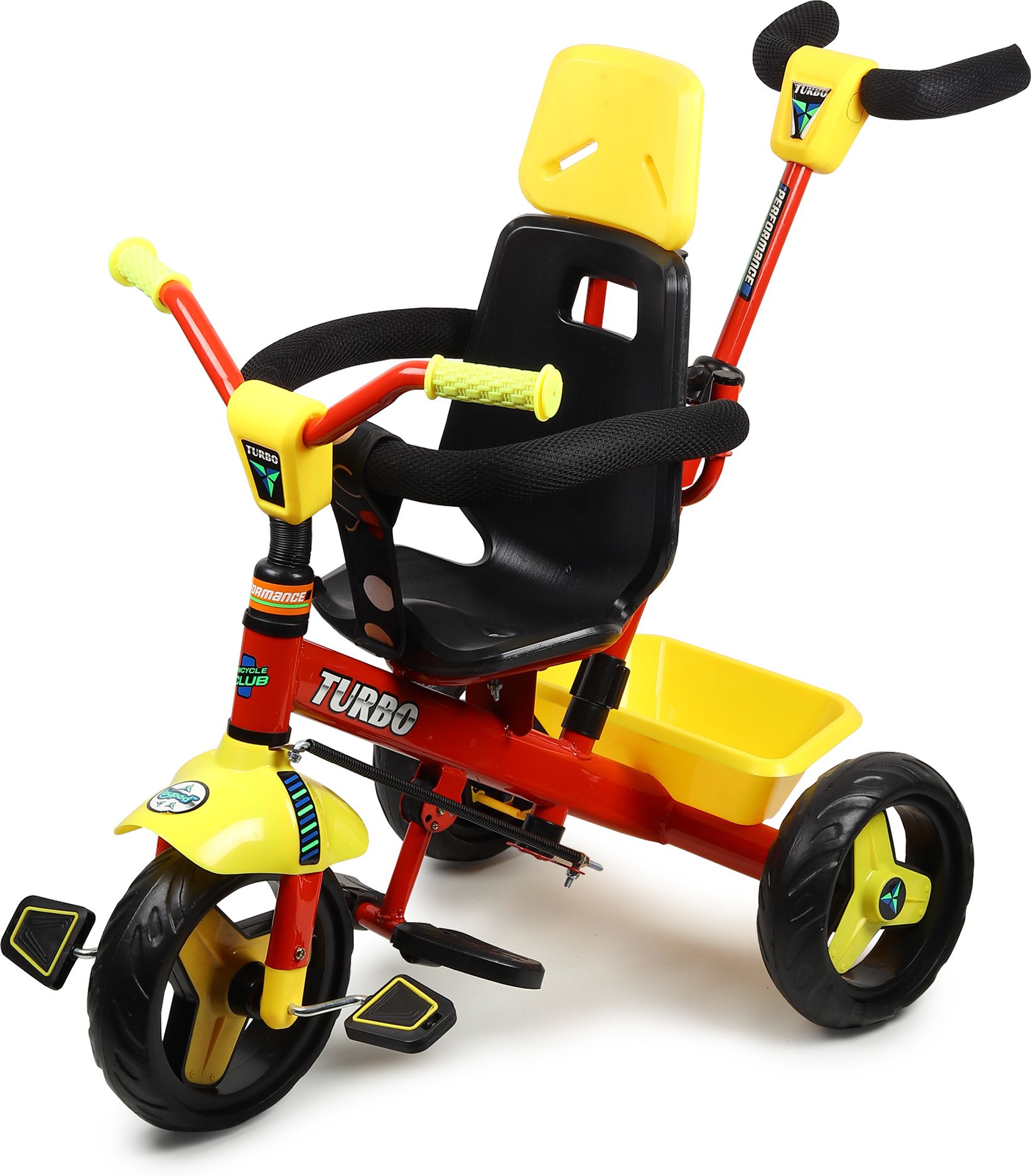 Turbo Parental Handle with Arm Rest TURBO-PARENT-ARMREST-RED&YELLOW Tricycle-image-0