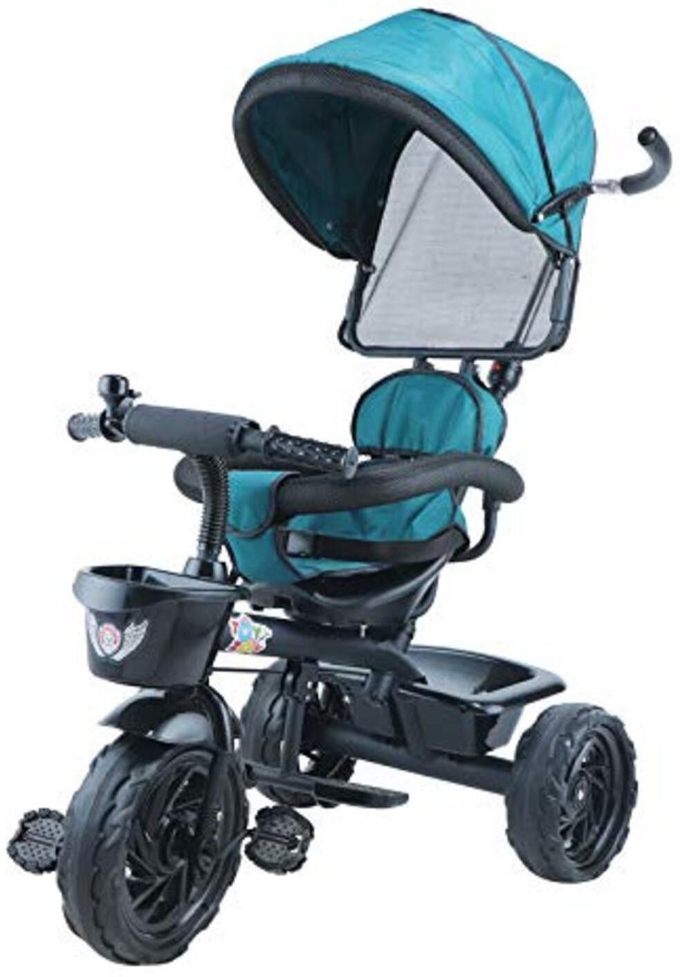 3 in 1 Baby Tricycle Toddler Stroller Kids Pedal Tricycle w/ Pusher Removable Canopy Safety Bar Storage Footrest for 18 Months to 5 Years Green 532G Tricycle