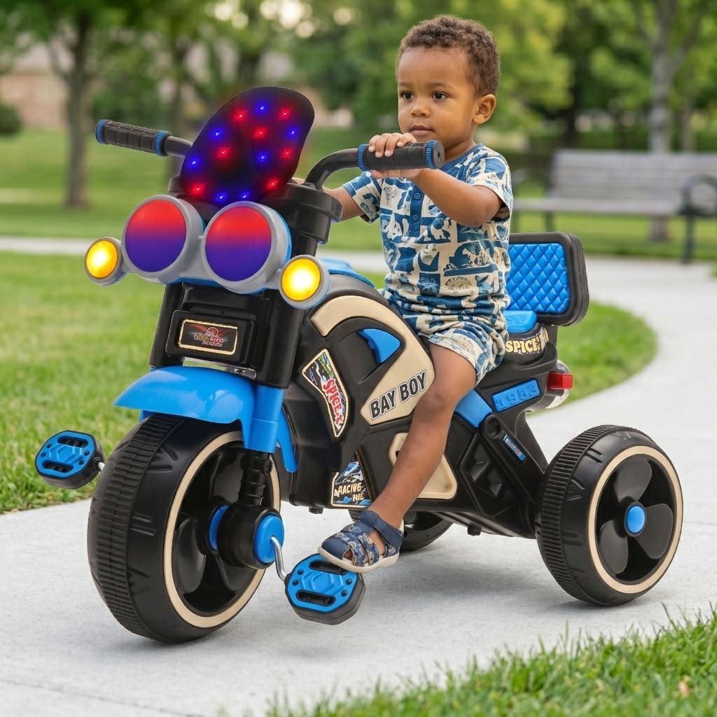 joyride Bike Pedal Tricycle for Kids Toddler Trike Headlight, Music, Eva Wheels & Curved Seat and backrest Push Along Pedal Trike for 15 Months to 3 Years Tricycle-picture-27