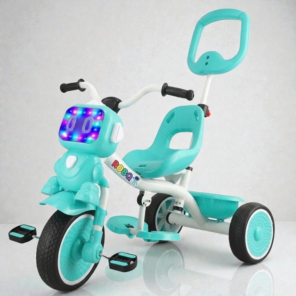 duggi muggi Parental Handle Robot Tricycle Sturdy and Safe for Kids (Ages 2-5yrs) Basket for Storage,Light New Trike for Boys&Girls Tricycle-picture-12