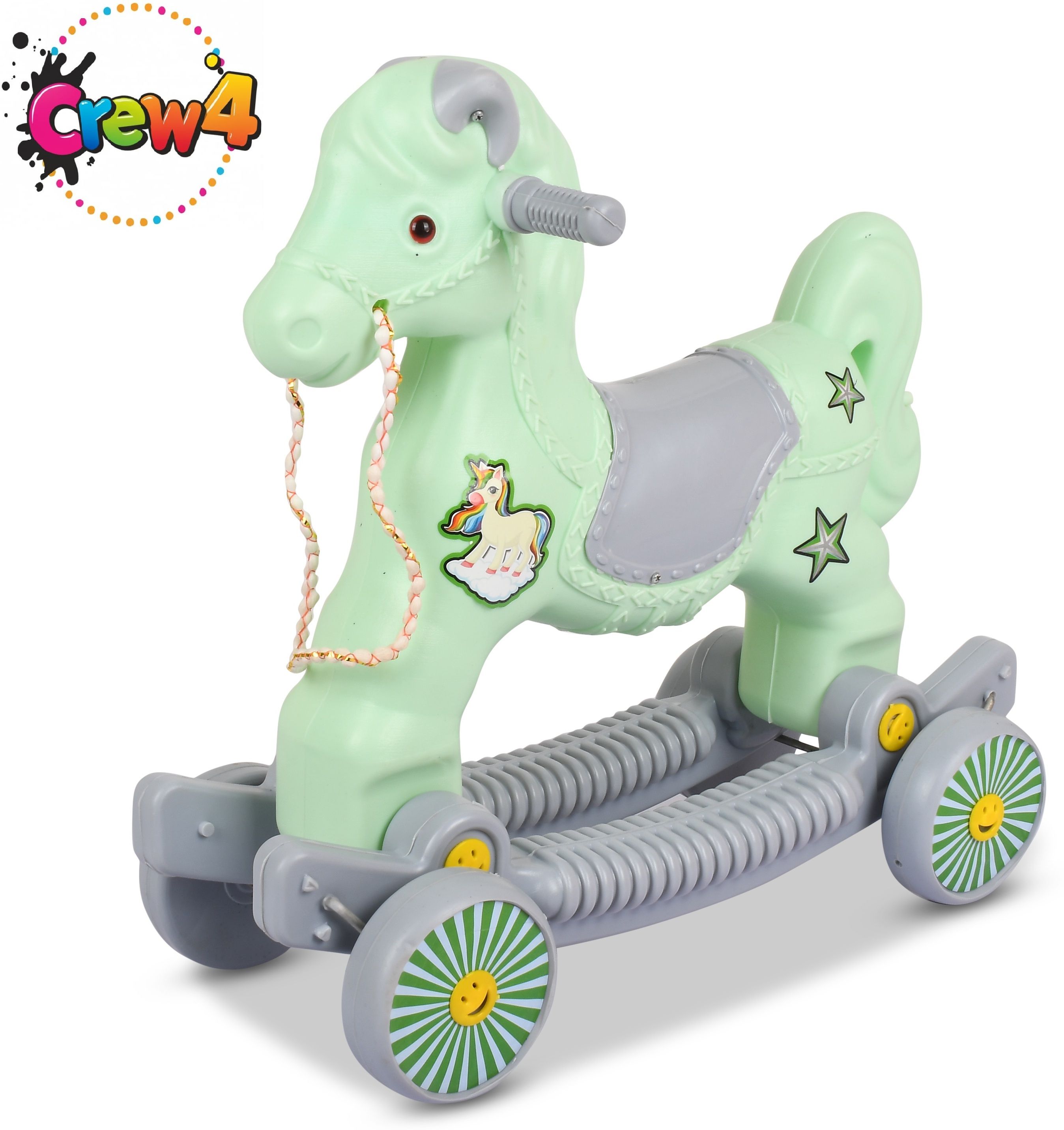 crew4 2in1 Horse Rideon Rocker with Music for 1-3 Year Kids, Toddlers Horse 2 in 1 Rider Tricycle-picture-24