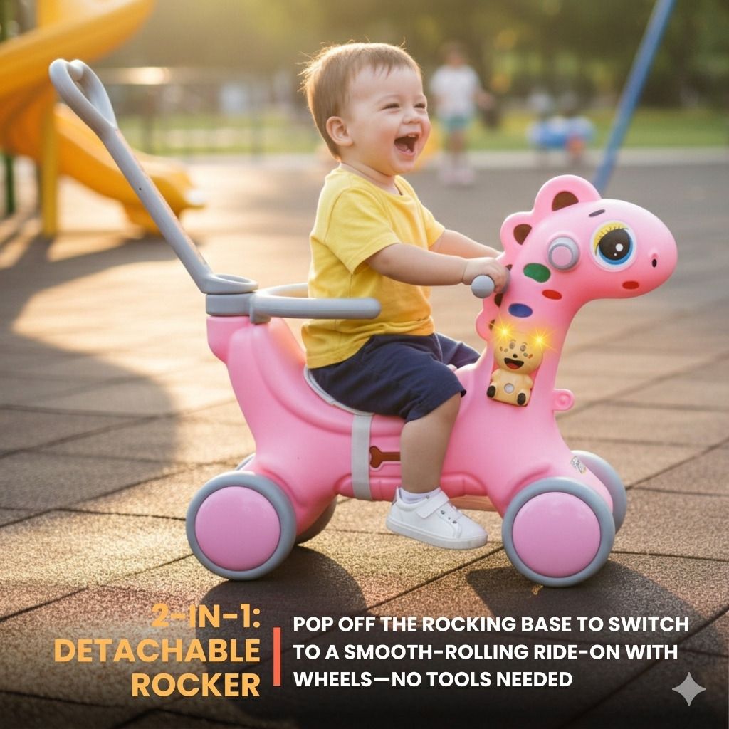 Kids Dinosaur Rocking Toy with Parent Handle Blue Dino DLX Tricycle-image-11