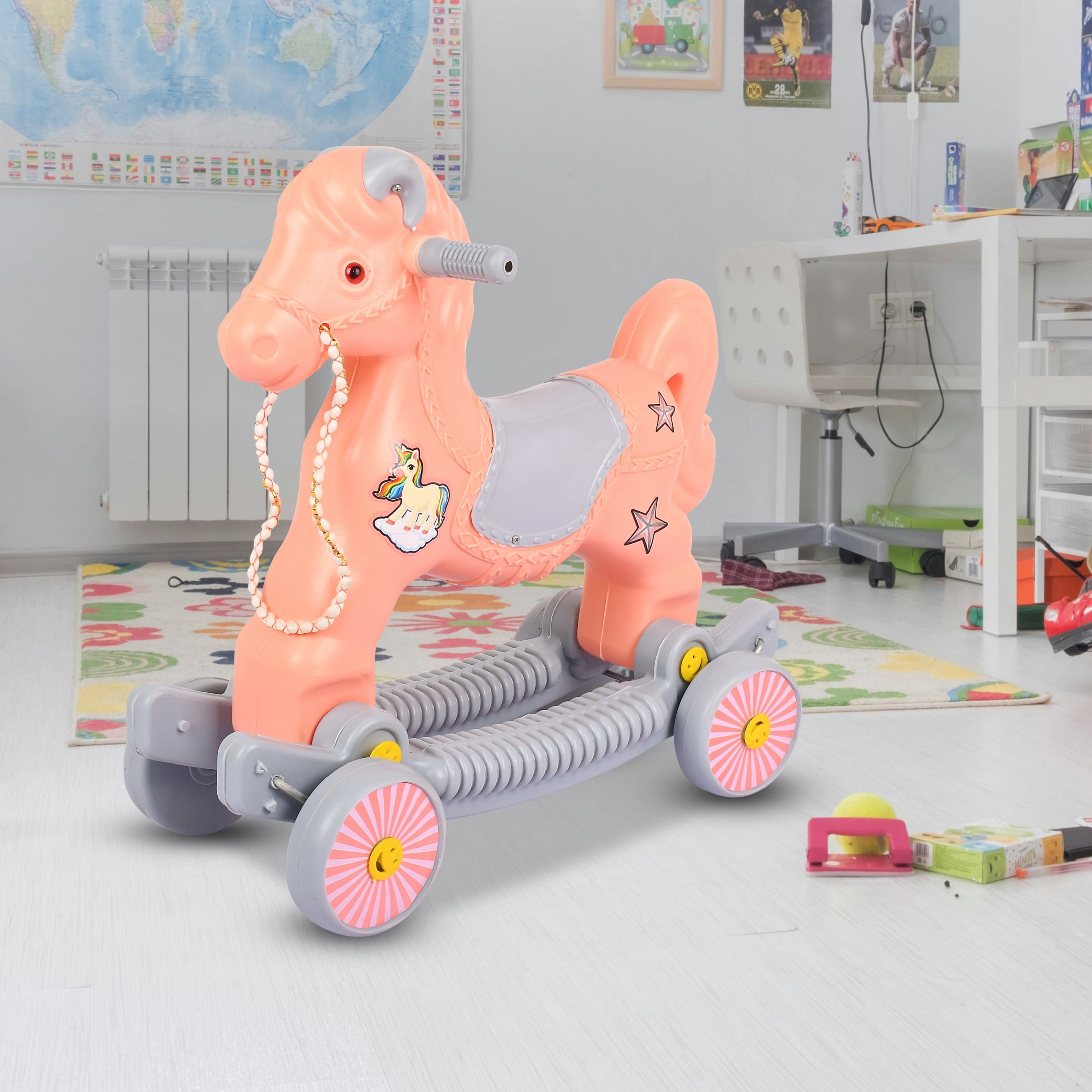 2in1 Horse Rideon Rocker with Music for 1-3 Year Kids, Toddlers-image-47