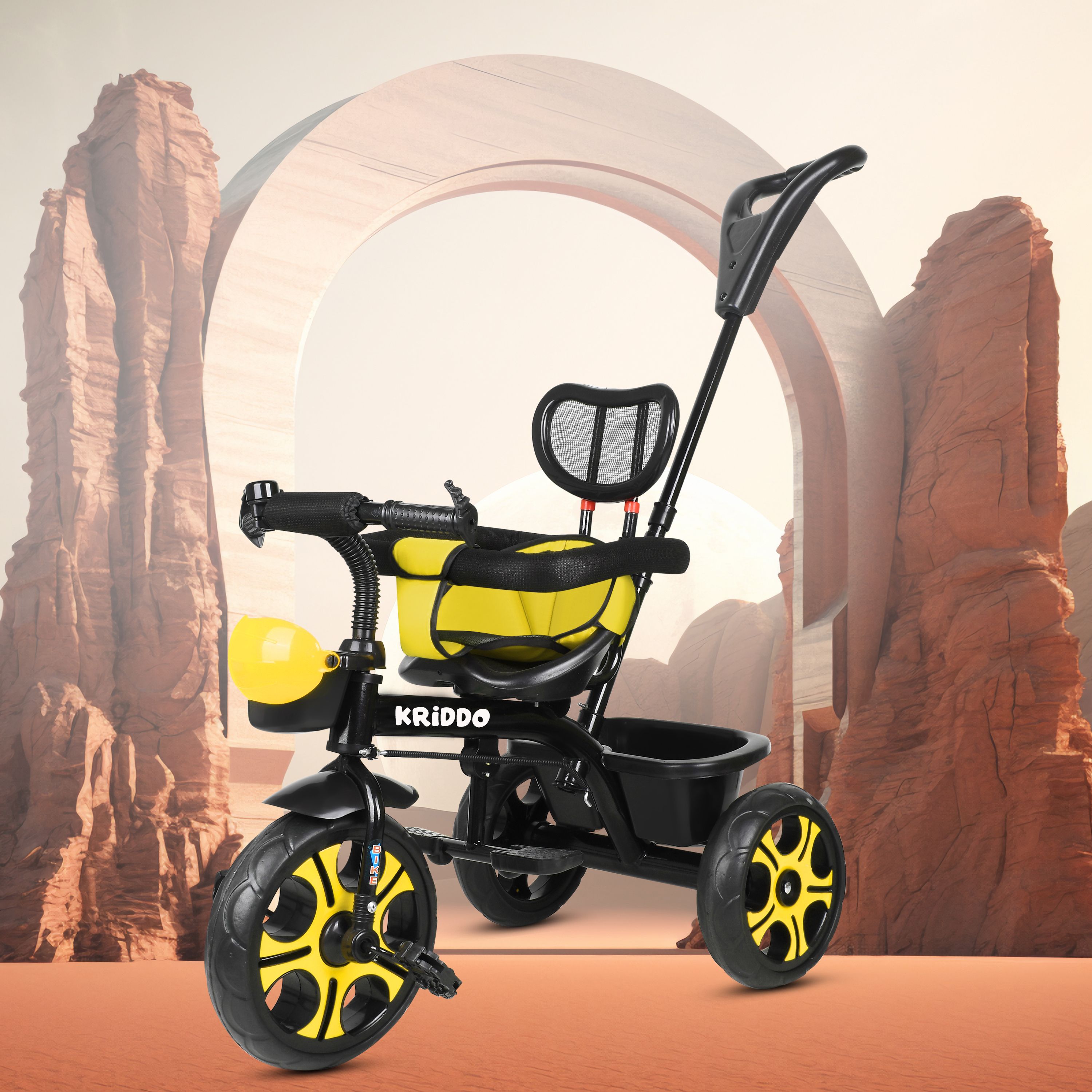 kriddo Tricycle with Parental Handle | back rest and Dual Storage Basket kids tricycle for kids Tricycle-picture-2