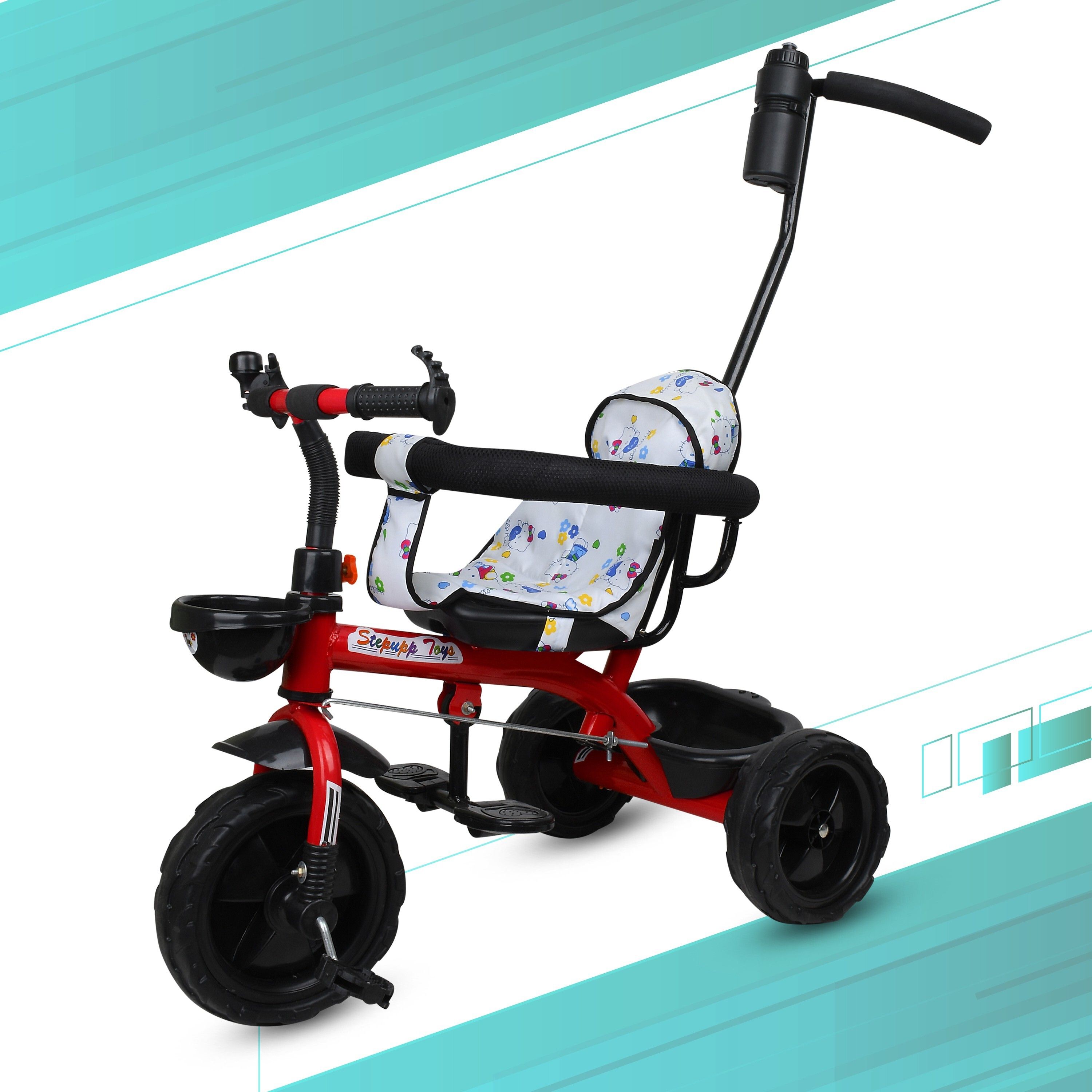 TRICYCLE WITH PARENT HANDLE, DUAL STORAGE BASKET,SAFETY HARNESS, BEST FOR 2 TO 5 YEARS KIDS Tricycle-image-17