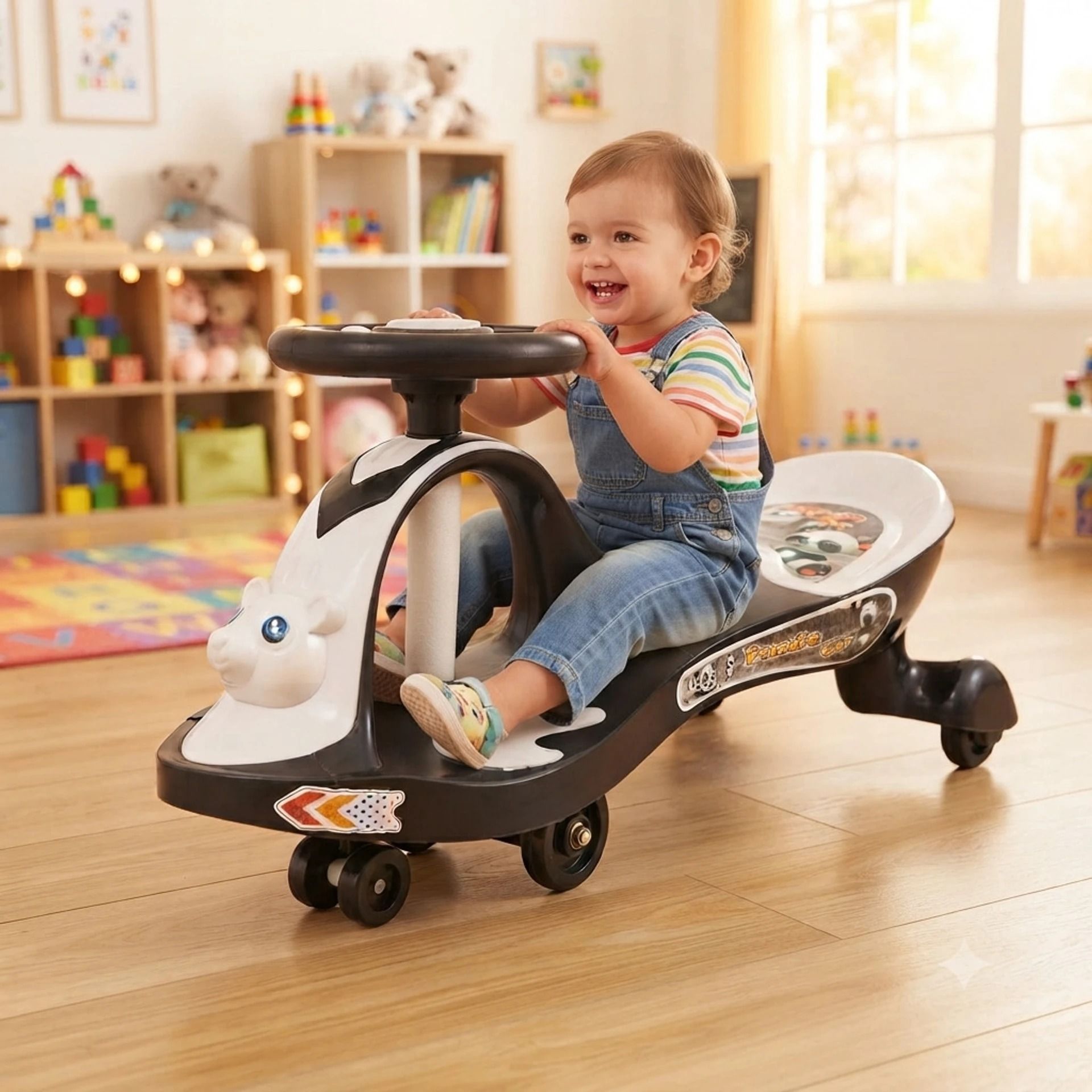 toyshoppee Musical Panda Swing Magic Car for Kids Rideons & Wagons Non Battery Operated Ride On Tricycle Tricycle-picture-47