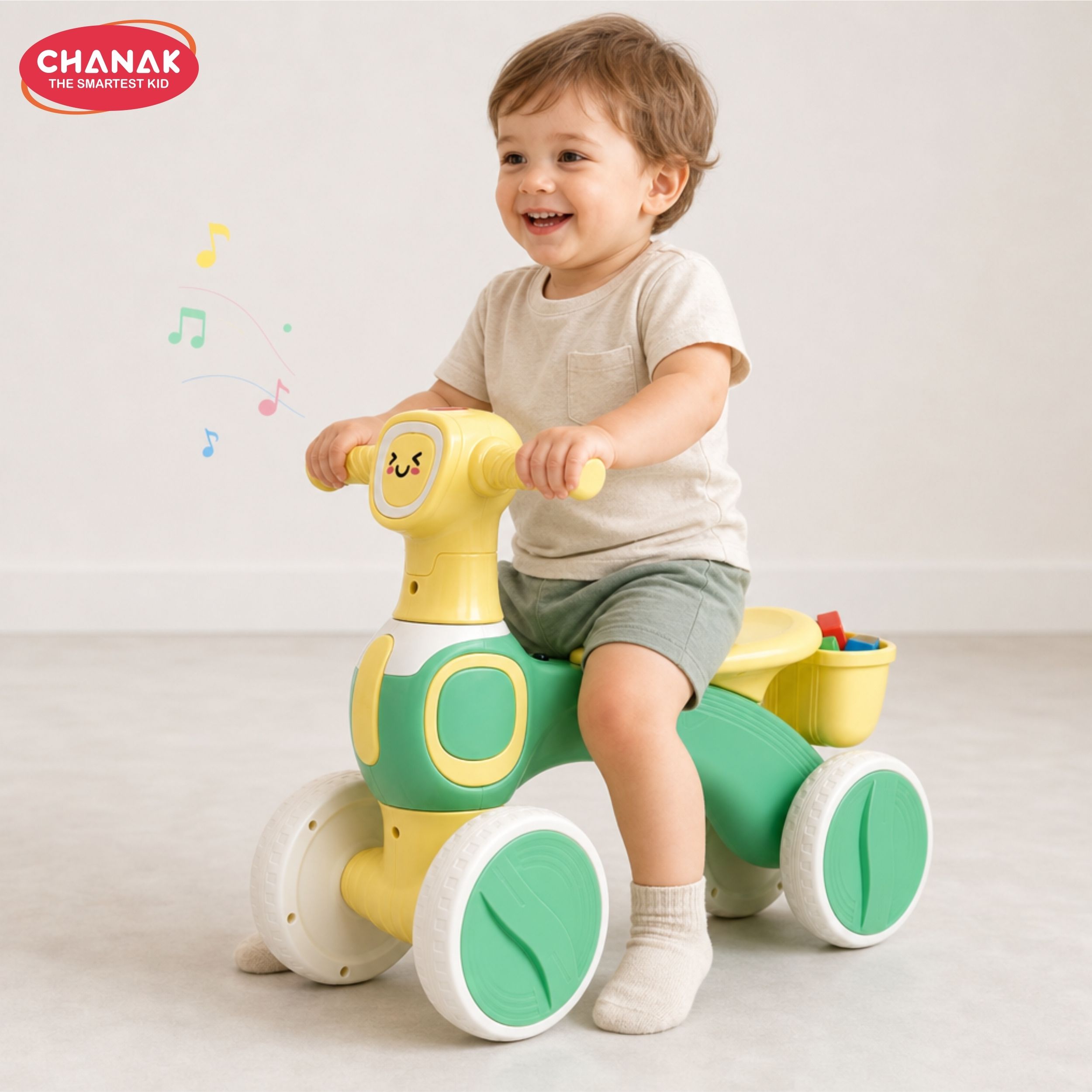 Manual Push Ride on Bike for Kids with Lightweight Frame Kids Bike Push Rideon with Music & Light, Bike for Kids with Storage Basket, 2Y+ Tricycle-image-36