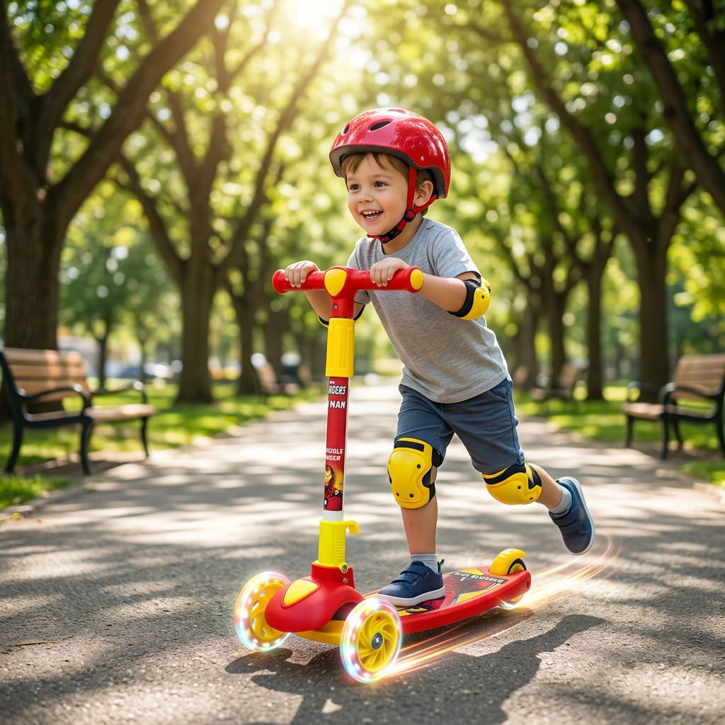 avengers Heroglide Ironman Kids Scooter - 3 Wheel Foldable Kick Scooter with LED Wheels-picture-30