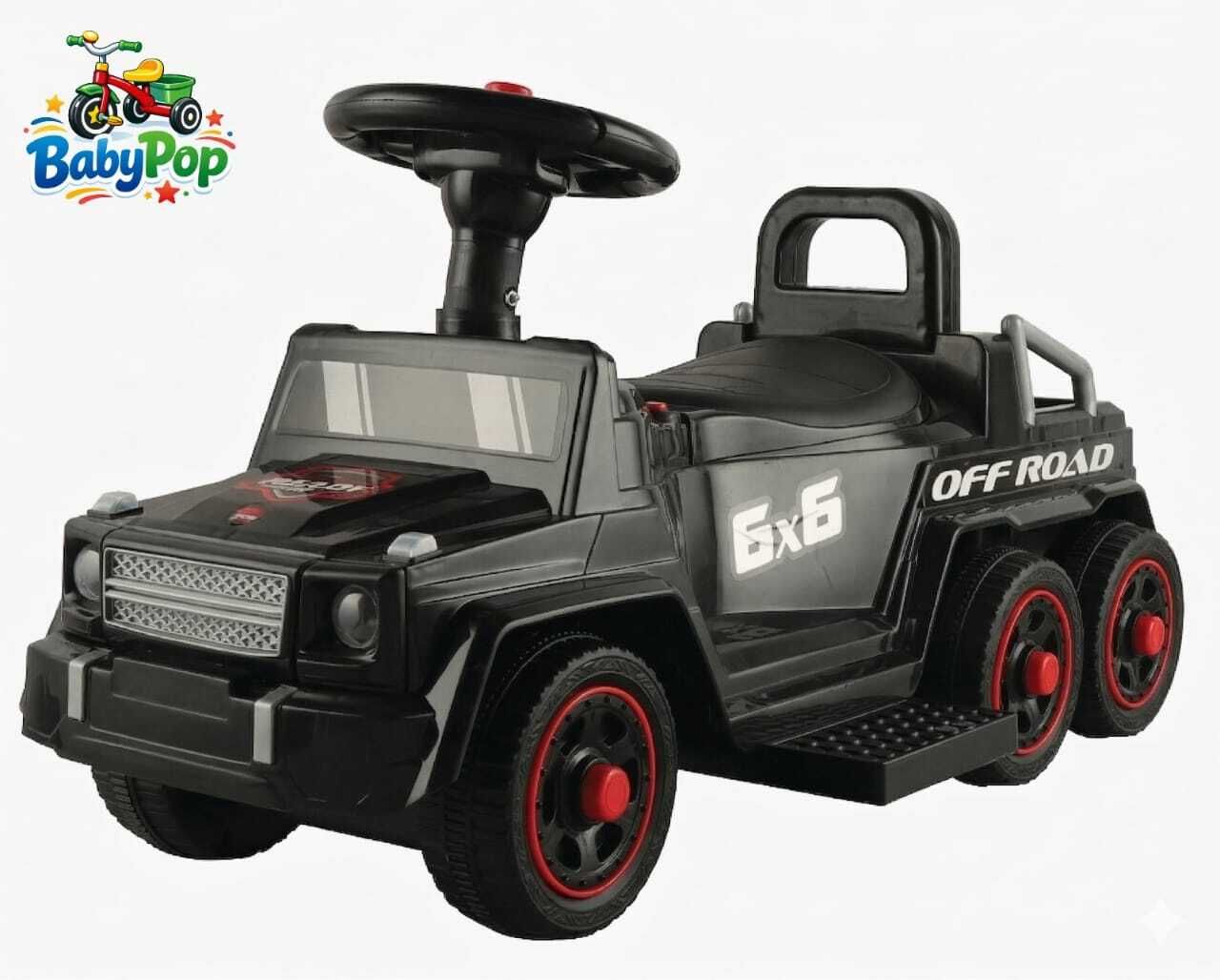 6x6 Off-Road Manual Push Ride-On Jeep with Music & LED Lights for Kids 3004 Tricycle-image-4