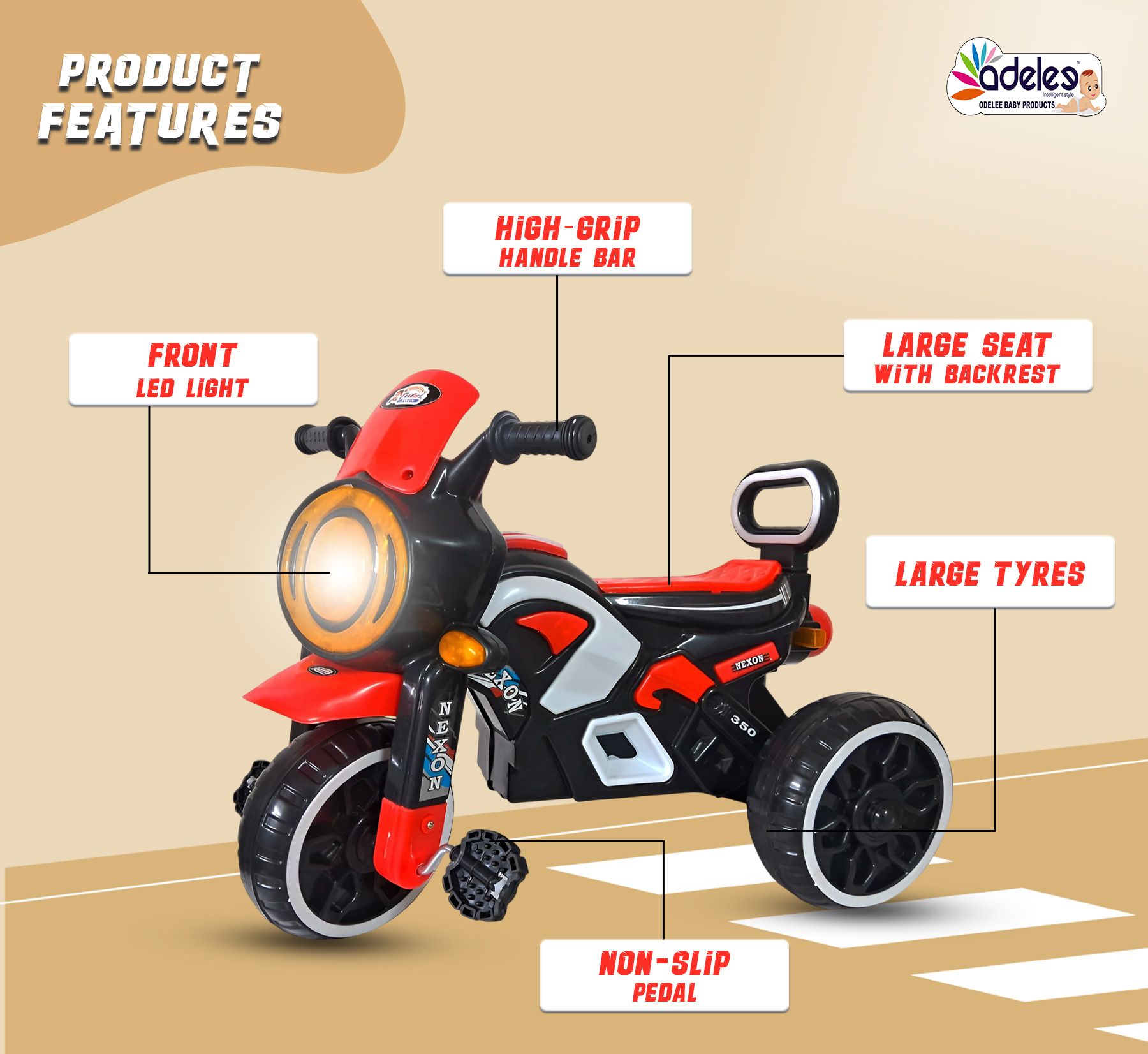 odelee Stylish Bike Pedal Tricycle for Kids (3-5 years) Tricycle JAVA Tricycle-picture-18