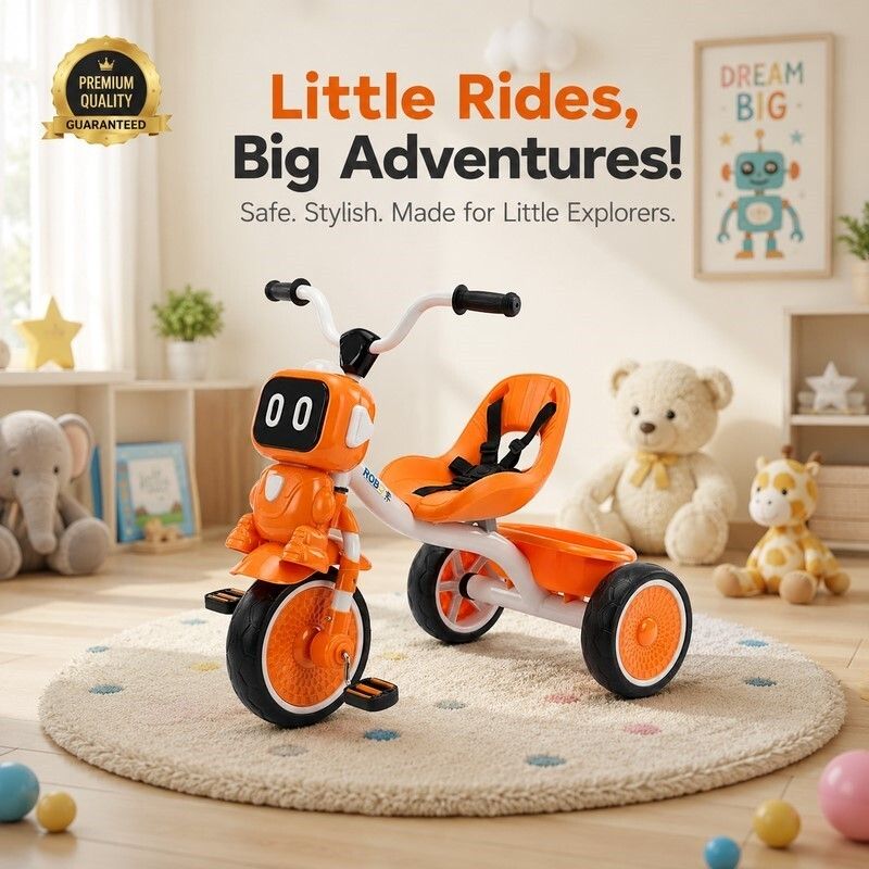 Kids Tricycle with safety belt and Safe, Durable Wheels, Storage Basket and Comfortable Seat Tricycle Tricycle-image-48