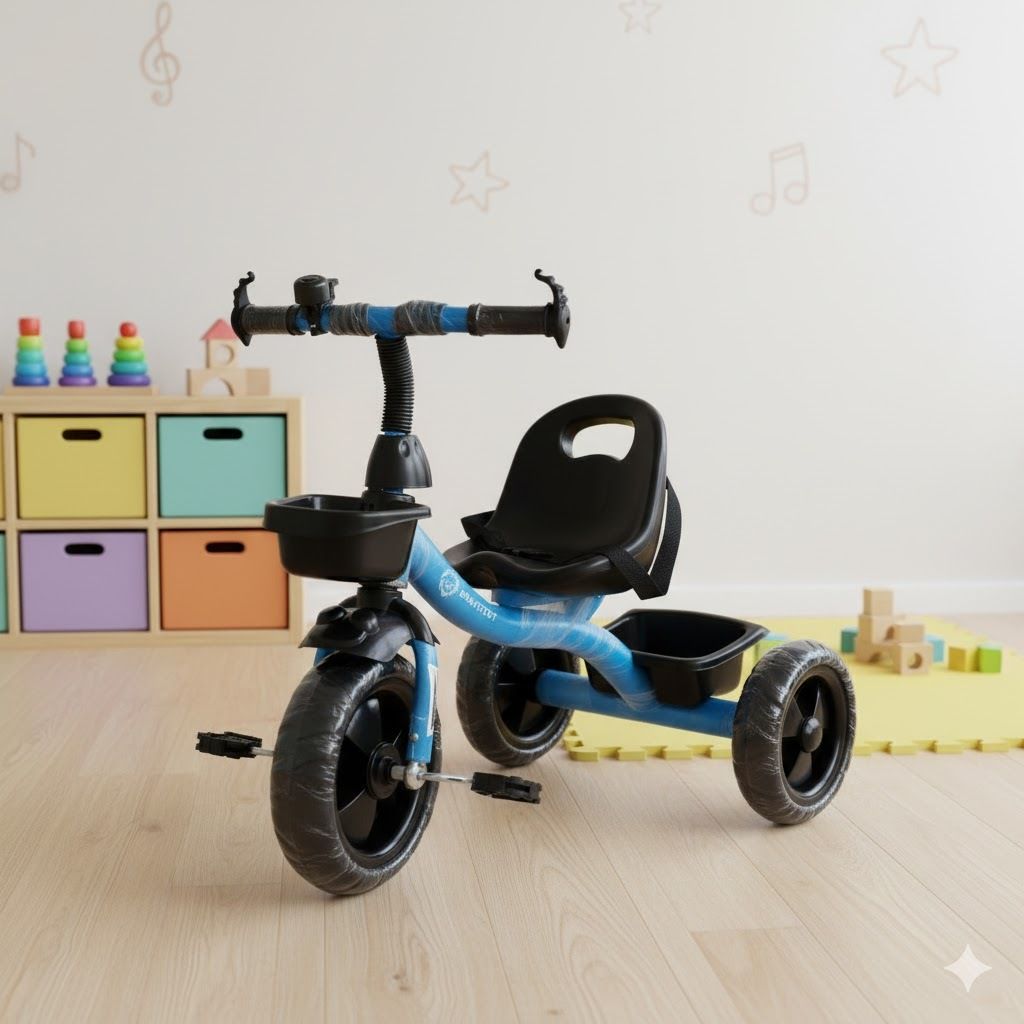 bravetot Kids Blue Tricycle with Front & Rear Storage Baskets __Toddler 3-Wheel Bike Tricycle-picture-35