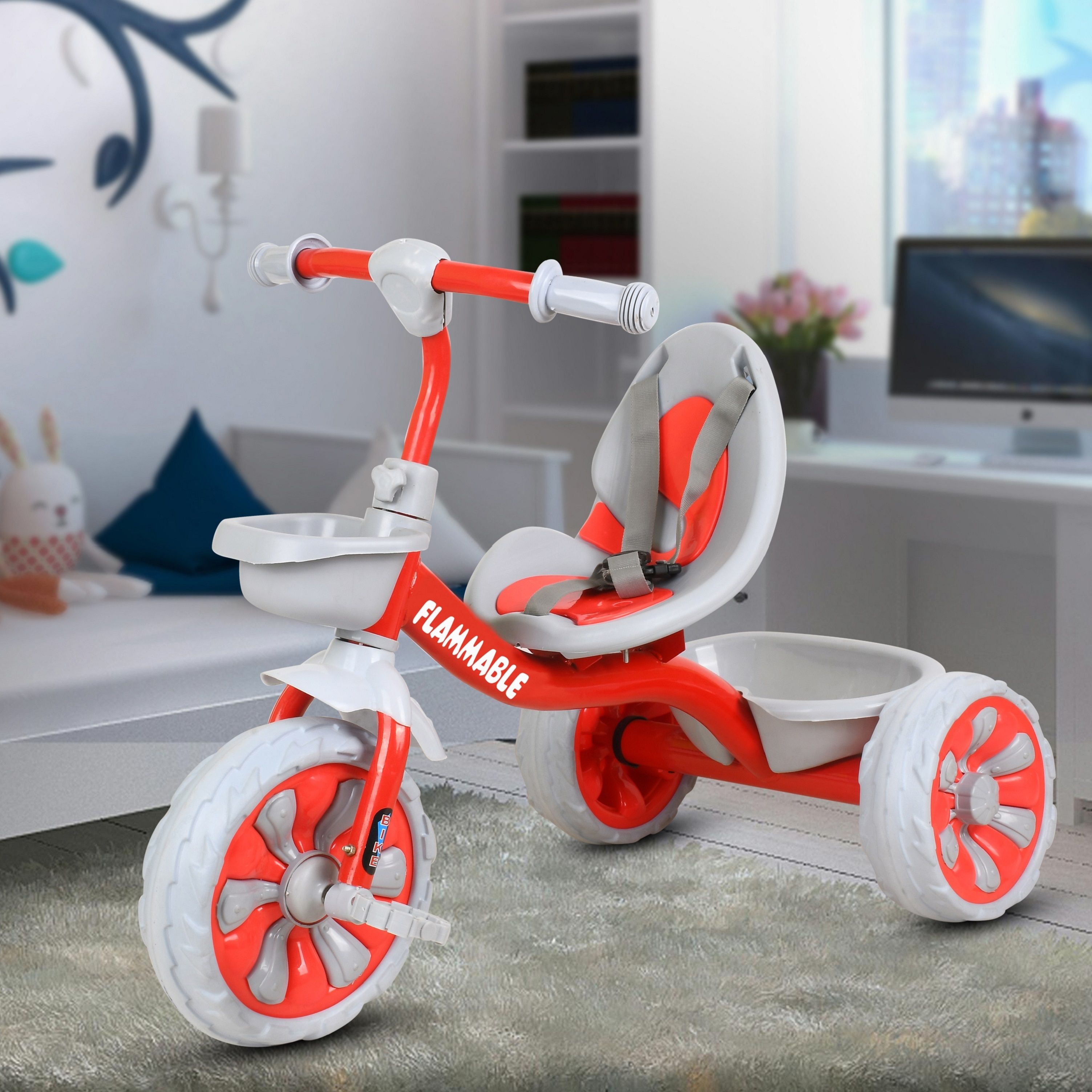 flammable Tricycle with Dual Storage Basket and Seatbelt 3 to 5 yeas NONI BASKET Tricycle-picture-33