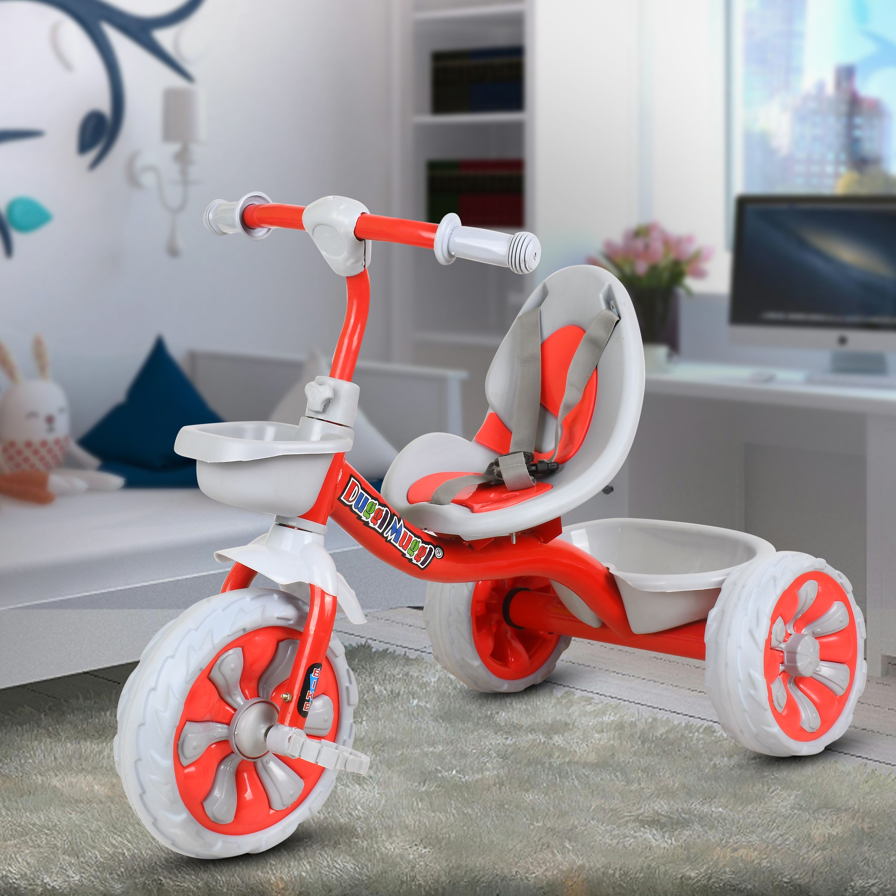 duggi muggi Play Kids/Baby Tricycle with Basket and Safety Belt 12 T (inch) Road Cycle-picture-16