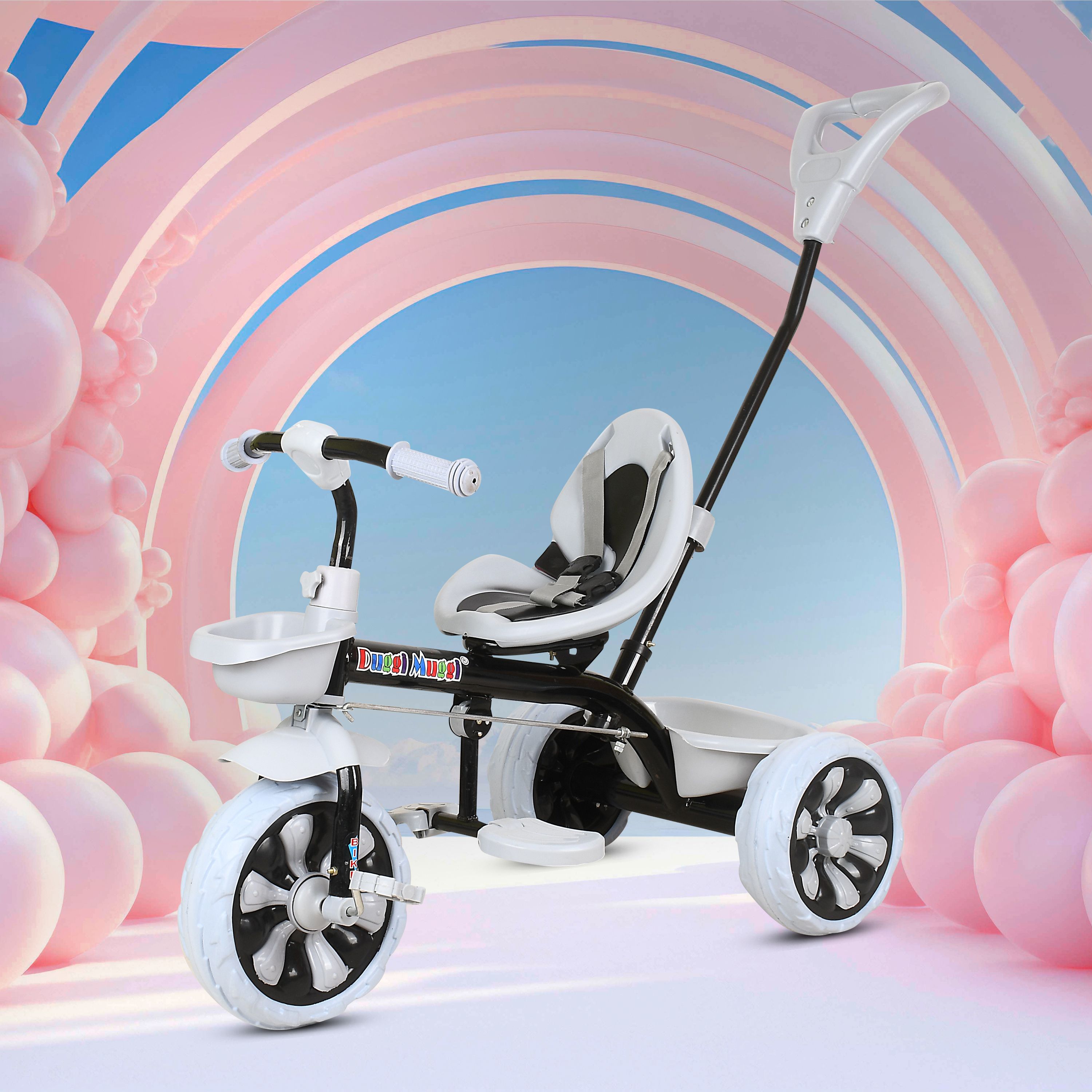 duggi muggi Play Kids/Baby Tricycle with Basket and Safety Belt 12 T (inch) Road Cycle-picture-21