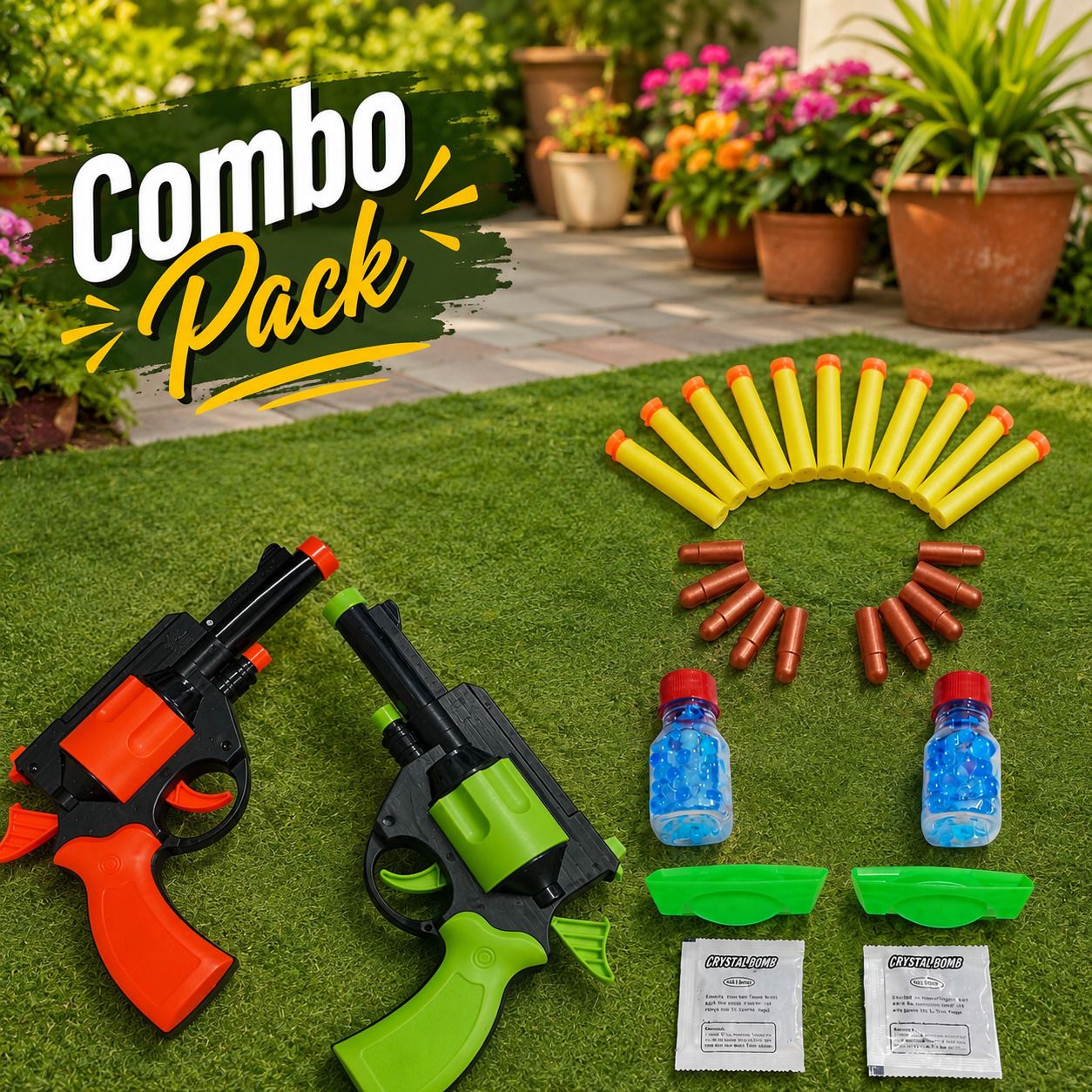 6088 Safe Shooting Toy Gun Combo Set – Green & Orange Guns & Darts-image-2