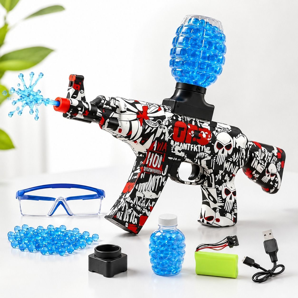 Electric Gel Ball Blaster Toy with Safety Goggles, USB Rechargeable Set Water Gun-image-17