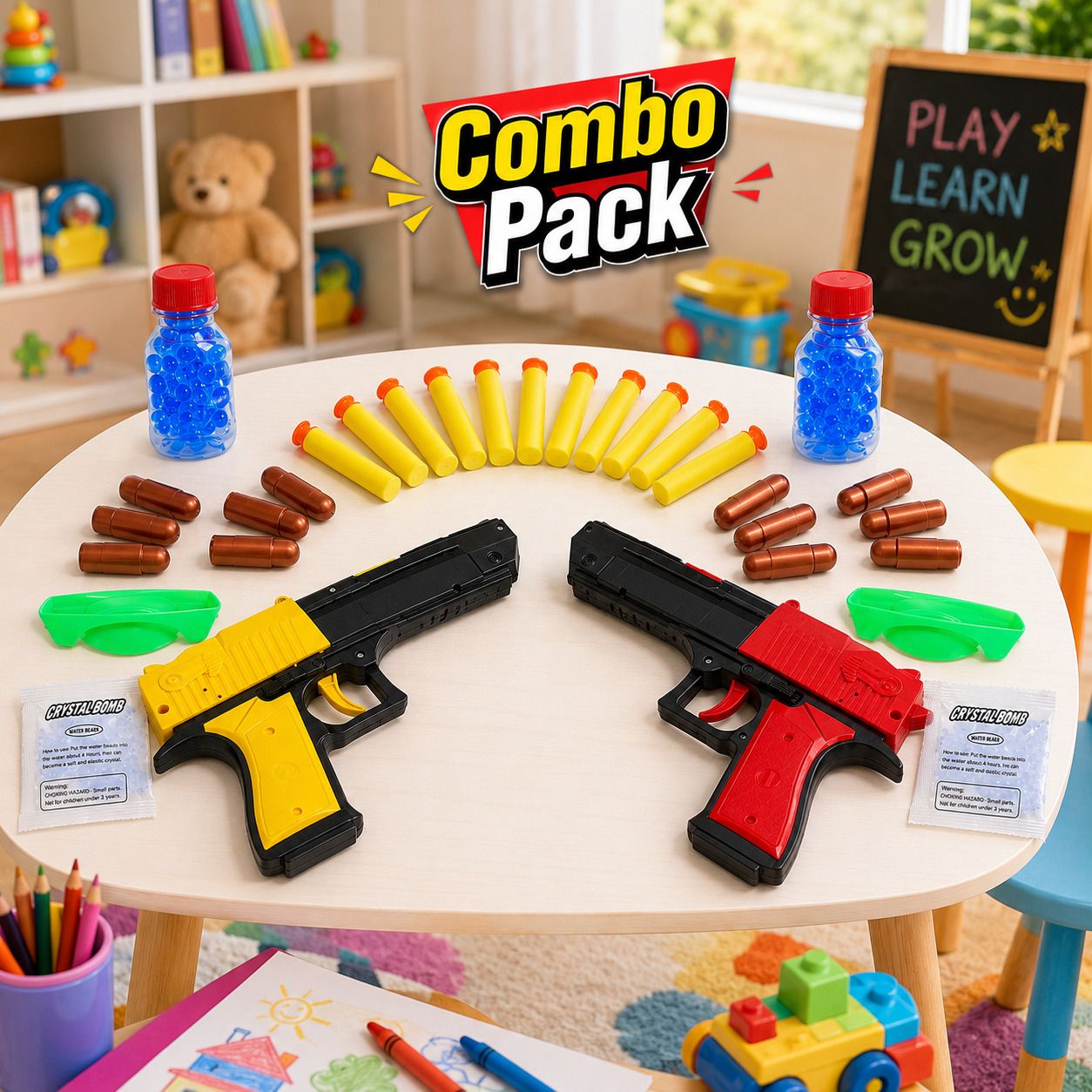 5088 Safe Foam Dart Shooting Toy Gun Set for Kids – Red & Yellow Combo Guns & Darts-image-29