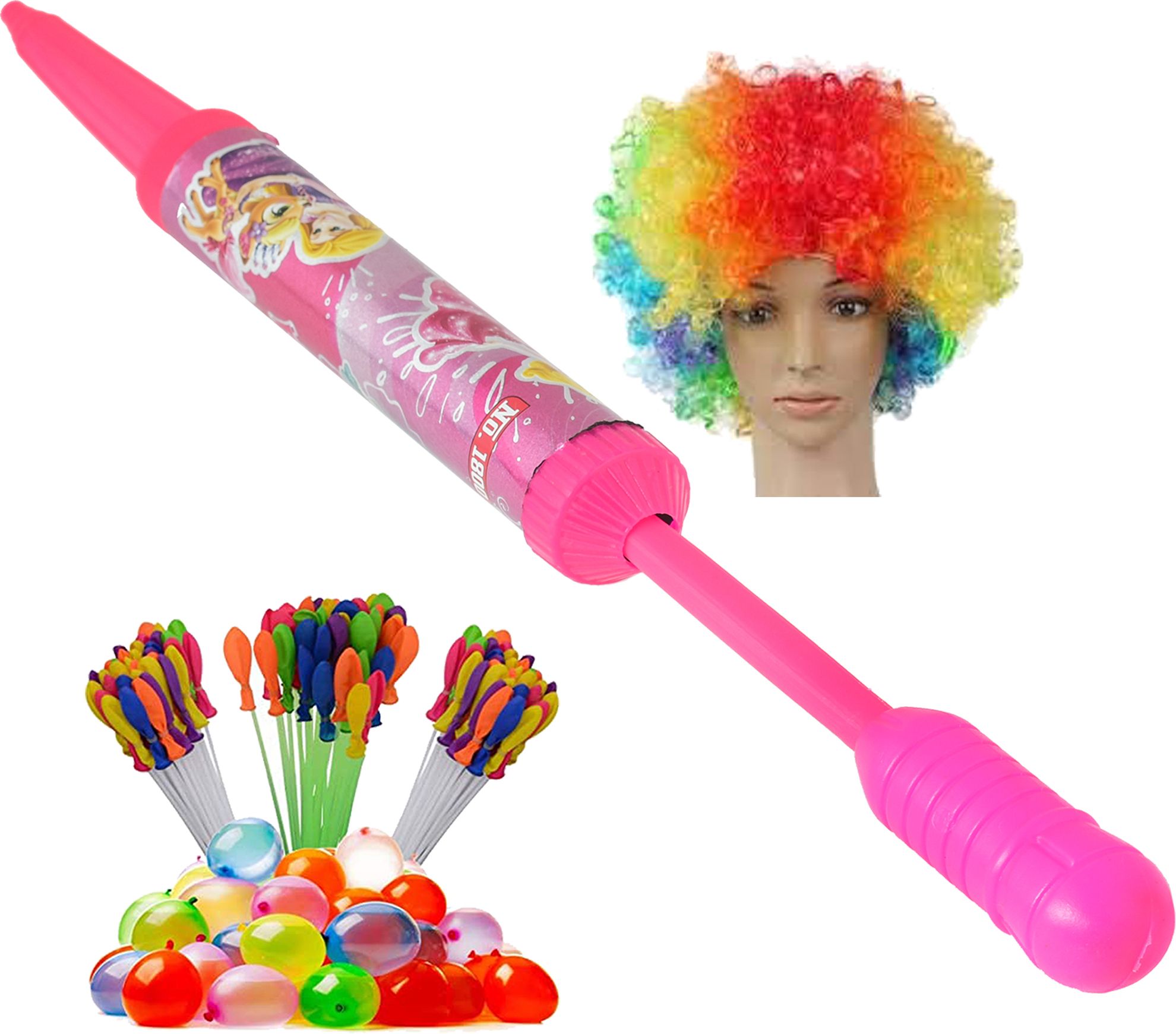 (1 Pichkari +3 Magic Balloon+ 1 Malinga Wig)for Children Holi & Pool Party Fun Water Gun-image-39