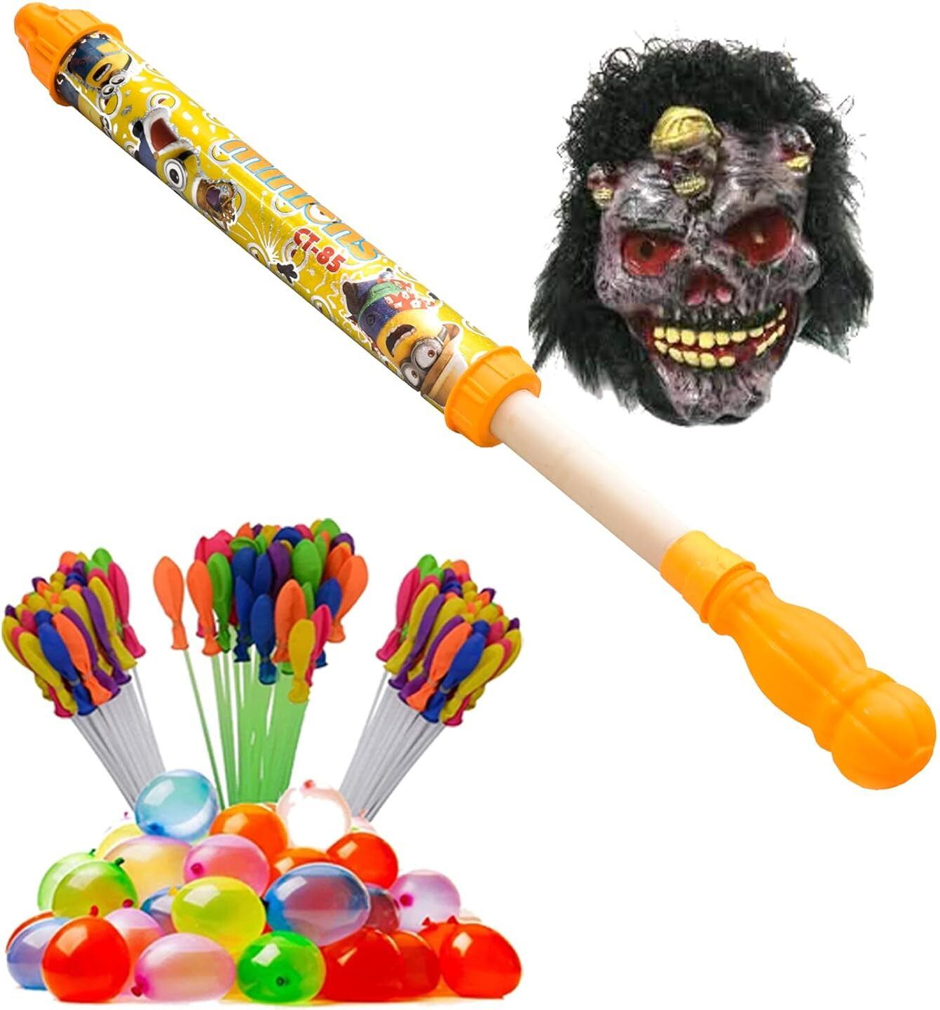 brown leaf (1 Pichkari + 1 Horror Mask +3 Magic Balloon)for Kids Holi Party Fun Water Gun-picture-28