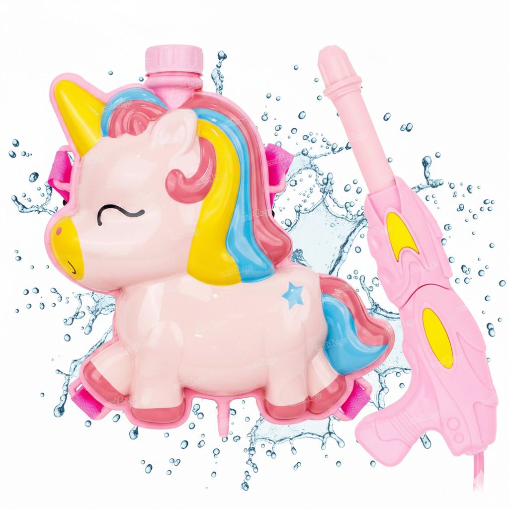 Cartoon Character Theme 3D Unicorn Backpack Water Tank 1.5L Holi Festival Water Gun-image-19