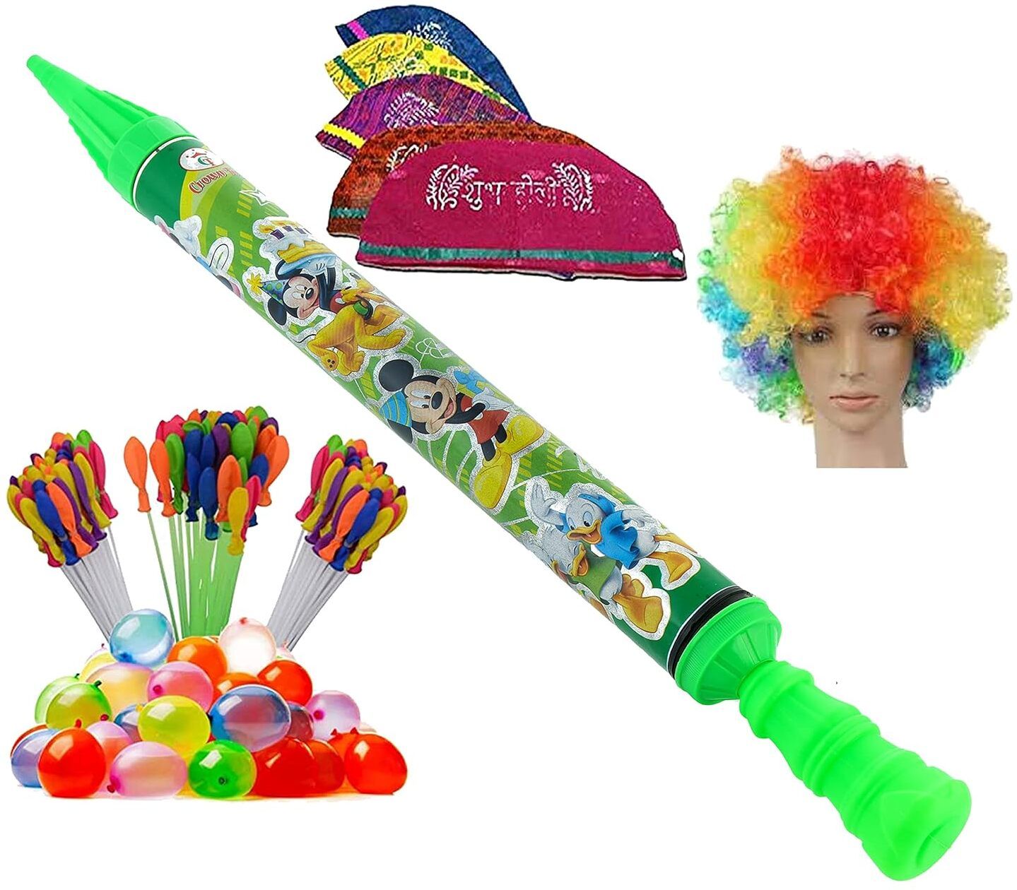 (1 Pichkari +3 Magic Balloon+10 Holi Cap +1 Malinga)Kids Holi & Pool Party Fun Water Gun-image-15