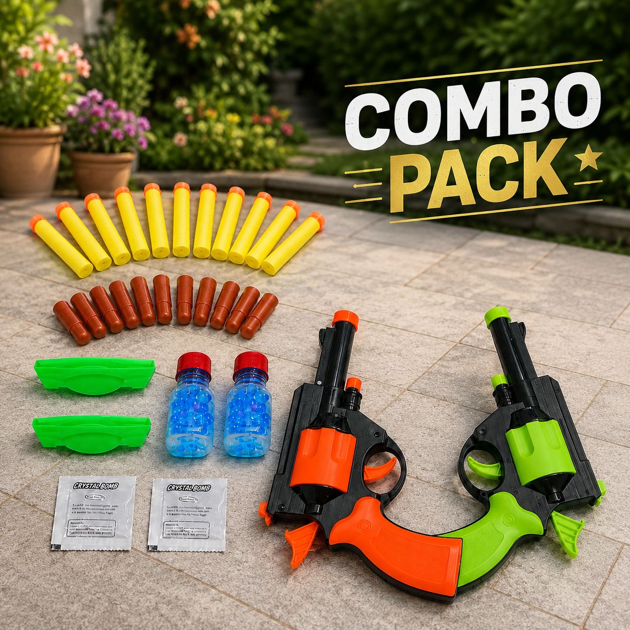 6088 Green & Orange Toy Dart Blaster Combo for Kids Guns & Darts-image-2