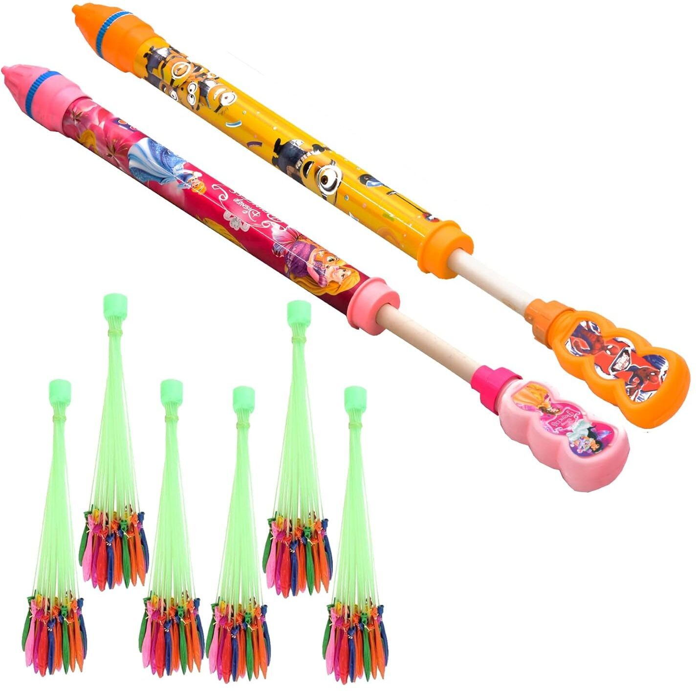 (2 Pichkari + 6 Magic Balloon)For Children Holi Pool Party Fun Water Gun-image-7