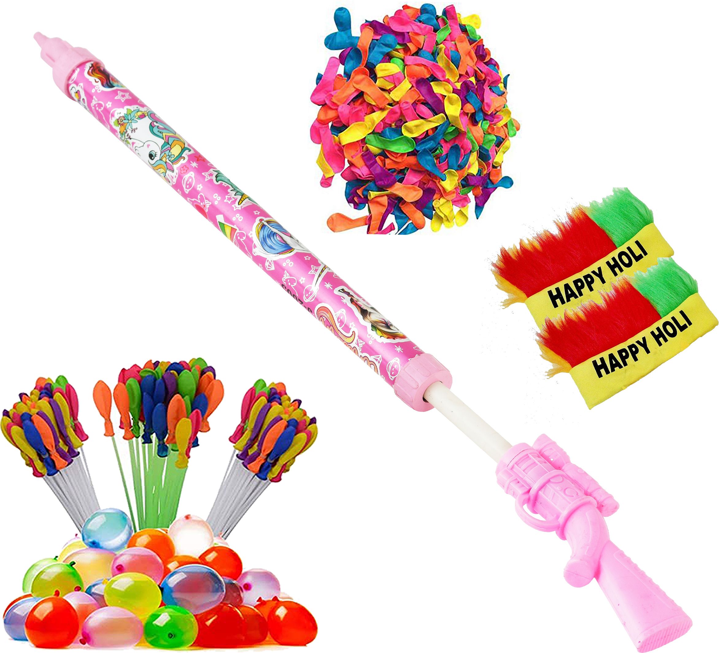 (1 Pichkari+ 3 Magic Balloon+ 100 Water Balloon+ 2 Holi Cap)For Kids Holi Fun Water Gun-image-28
