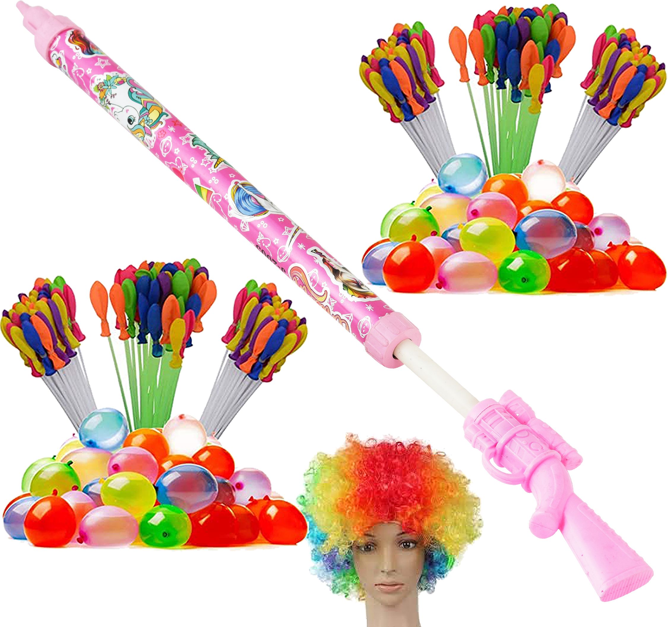 (2 Pichkari + 6 Magic Balloon+ 1 Malinga Wig)For Kids Holi Summer Pool Party Fun Water Gun-image-18