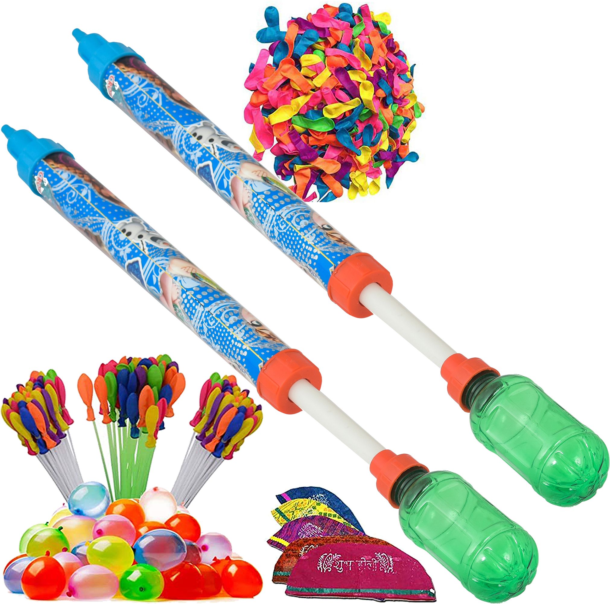 (2 Pichkari +3 Magic Balloon+ 100 Water Balloon+ 10 Holi Cap)for Kids Holi Party Water Gun-image-16