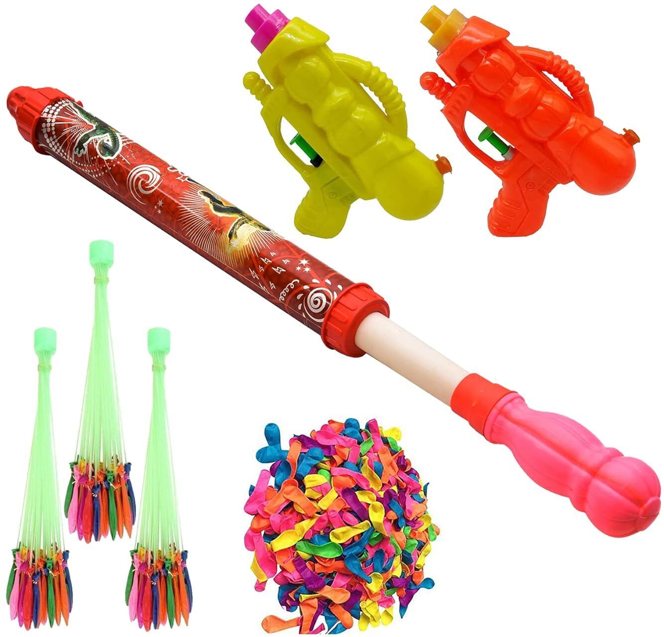 (3 Pichkari + 3 Magic Balloon + 200 Water Ballloon)for Kids Holi Pool Party Fun Water Gun-image-40