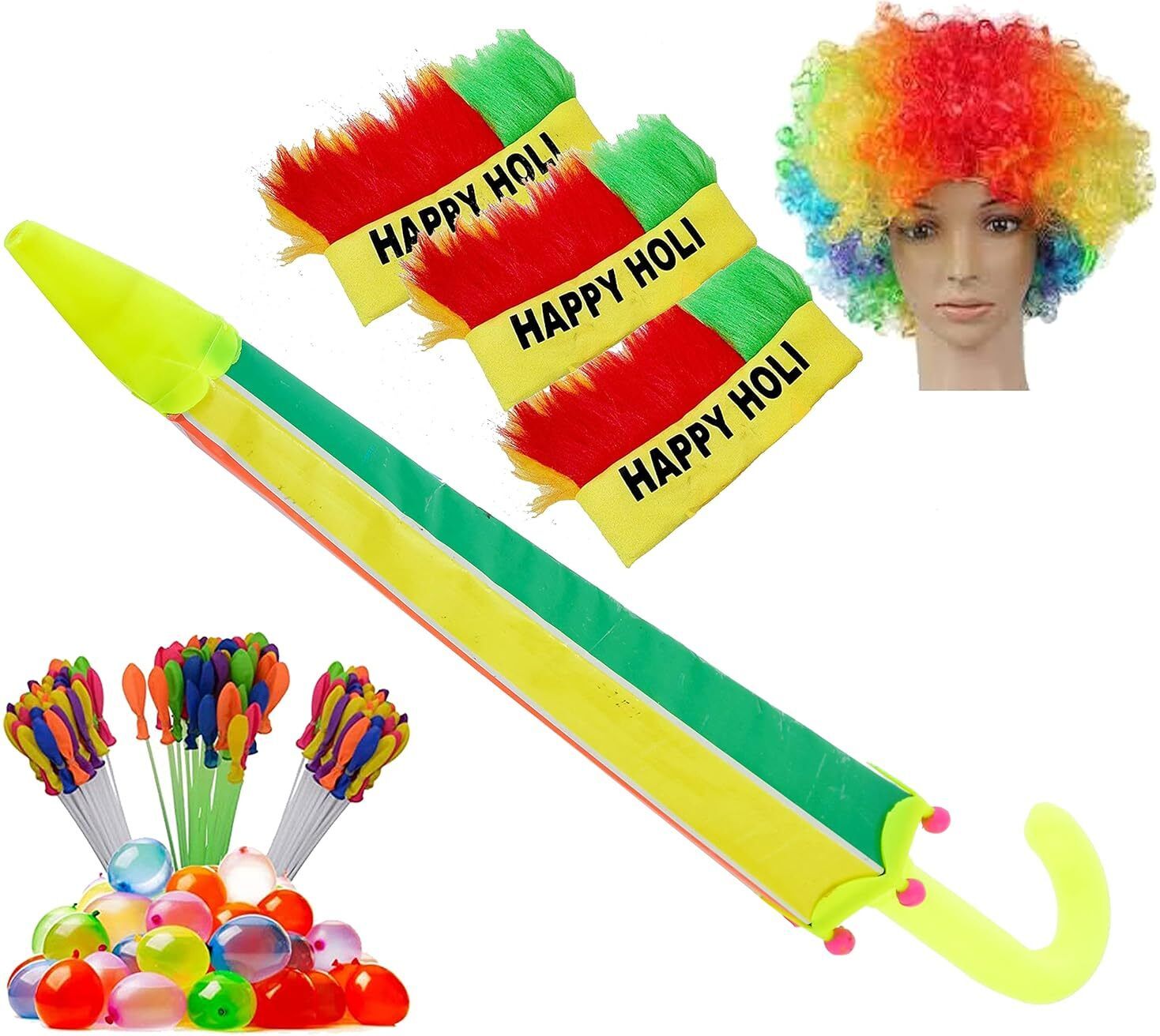 brown leaf (1 Pichkari+3 Magic Balloon+3 Holi Cap+1 Malinga Wig)Holi & Summer Pool Party Water Gun-picture-12
