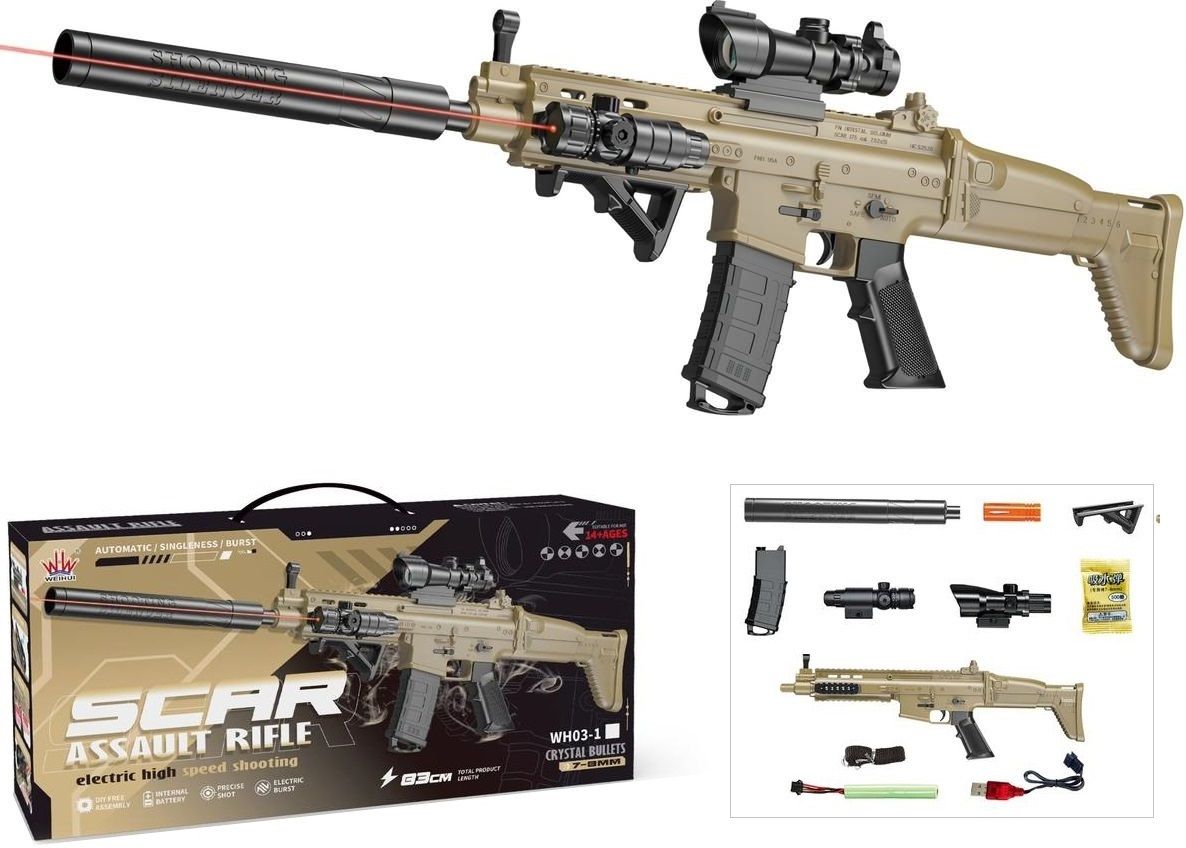 Scar Gun K98 Assault Rifle Shoots Water Bullet Automatic Continuous Power Shot Guns & Darts-image-31