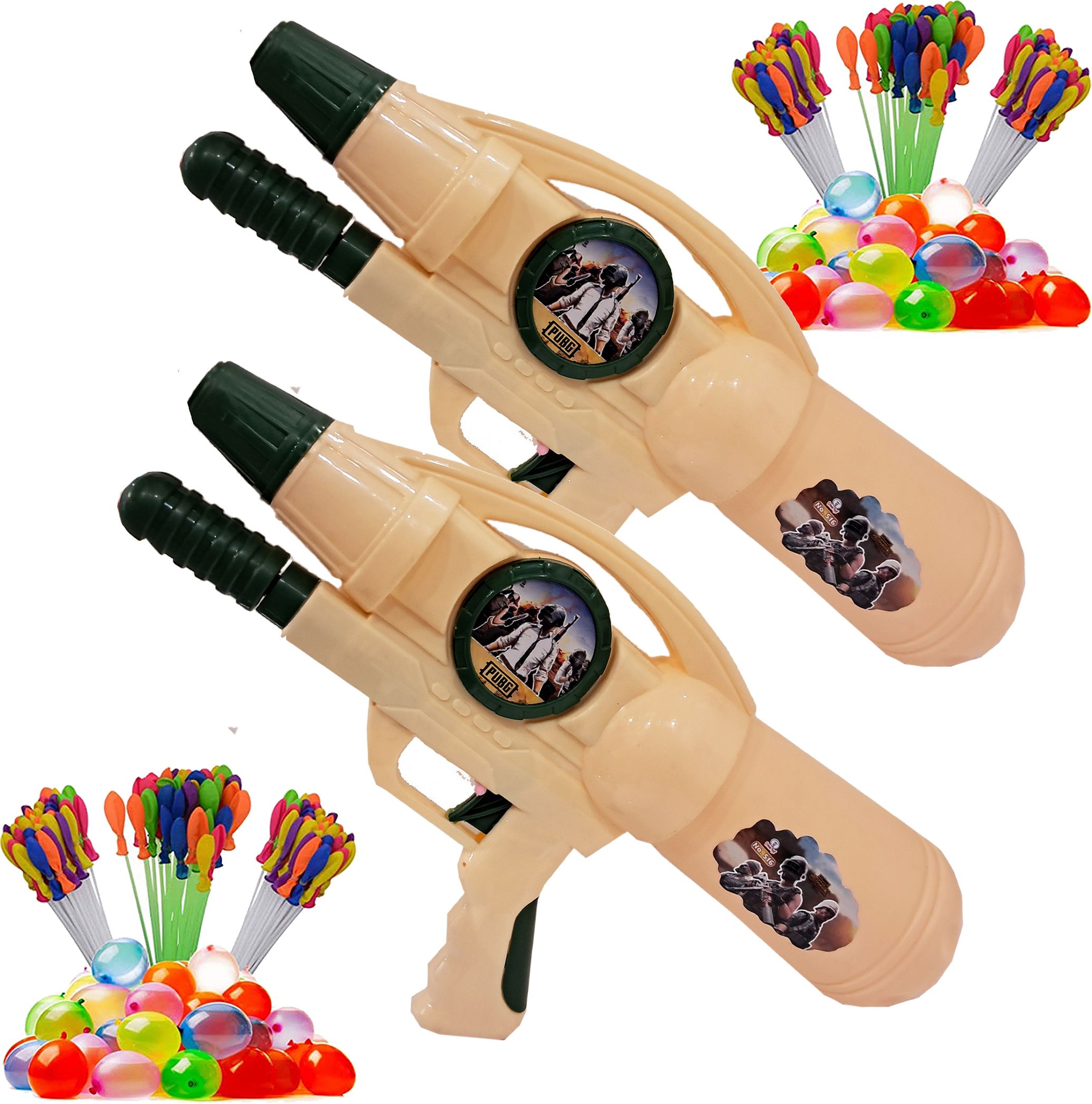 brown leaf (2 Pichkari + 6 Magic Balloon)High Pressure Water Gun Toy Pichkari for Kids Holi Water Gun-picture-32