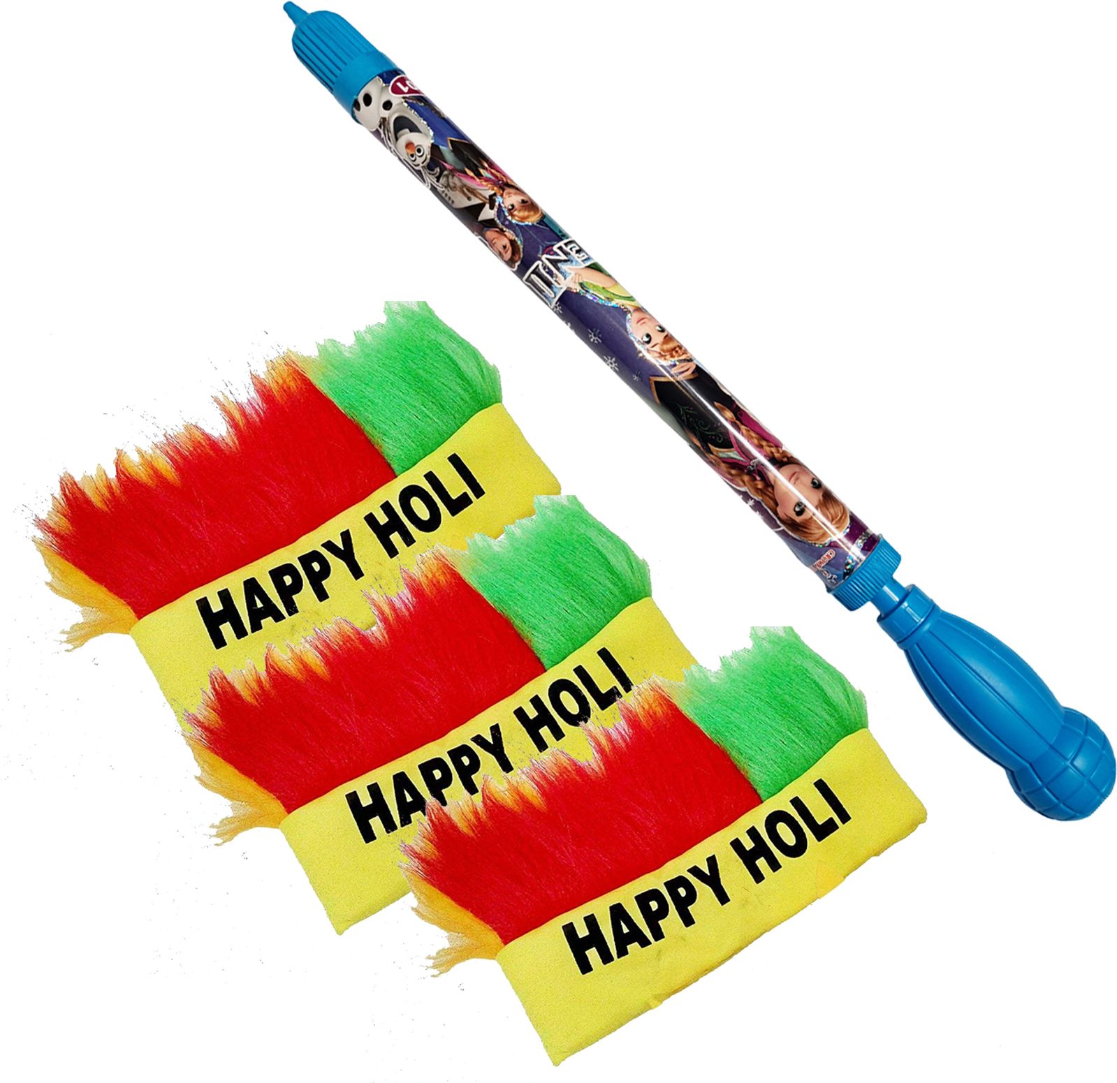 brown leaf 1 Blue pipe pichkari+3Happy Holi cap For Kids Holi Party Favor Water Gun-picture-29