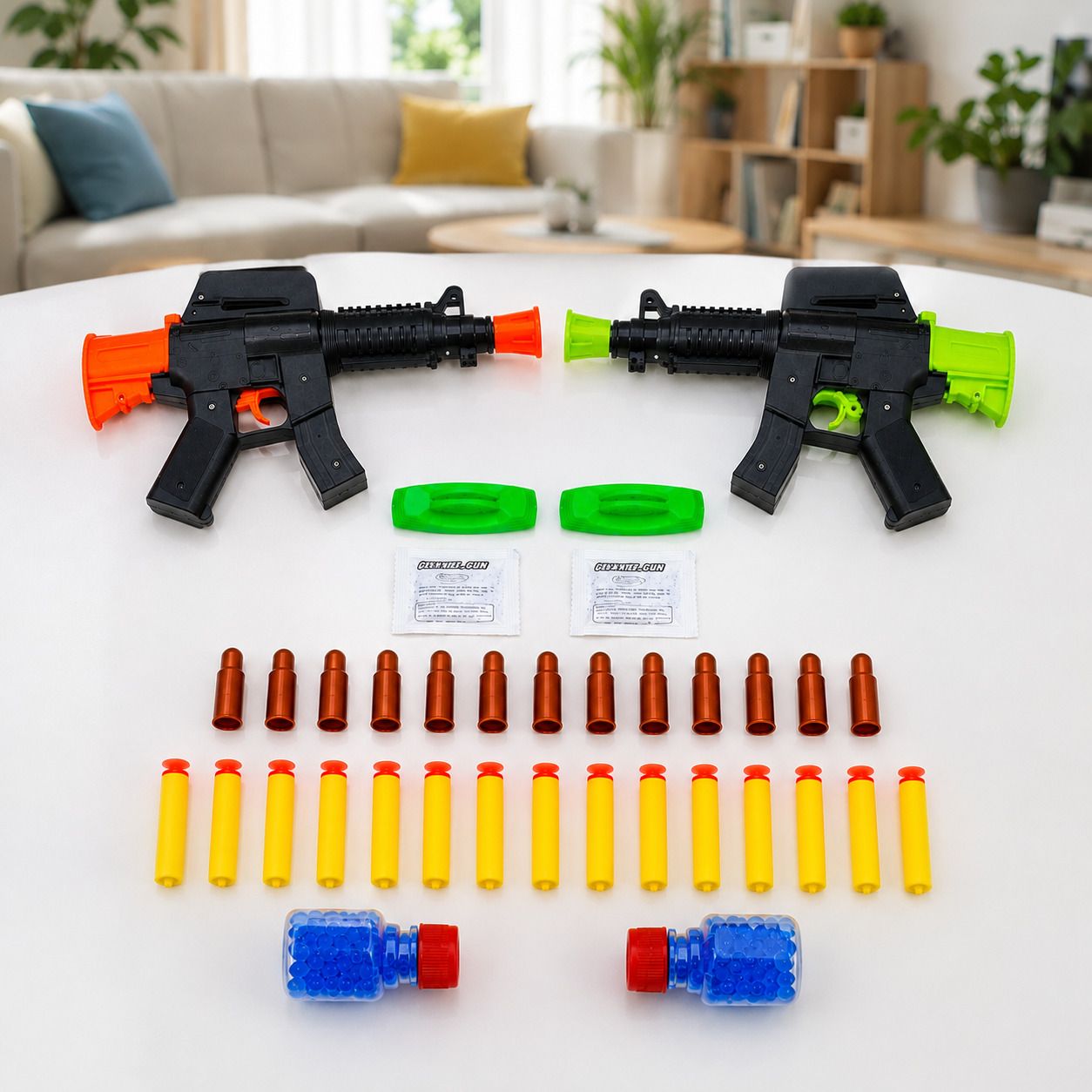 8088 Kids Toy Dart Gun Combo | Green & Orange Soft Bullet Shooting Set Guns & Darts-image-22