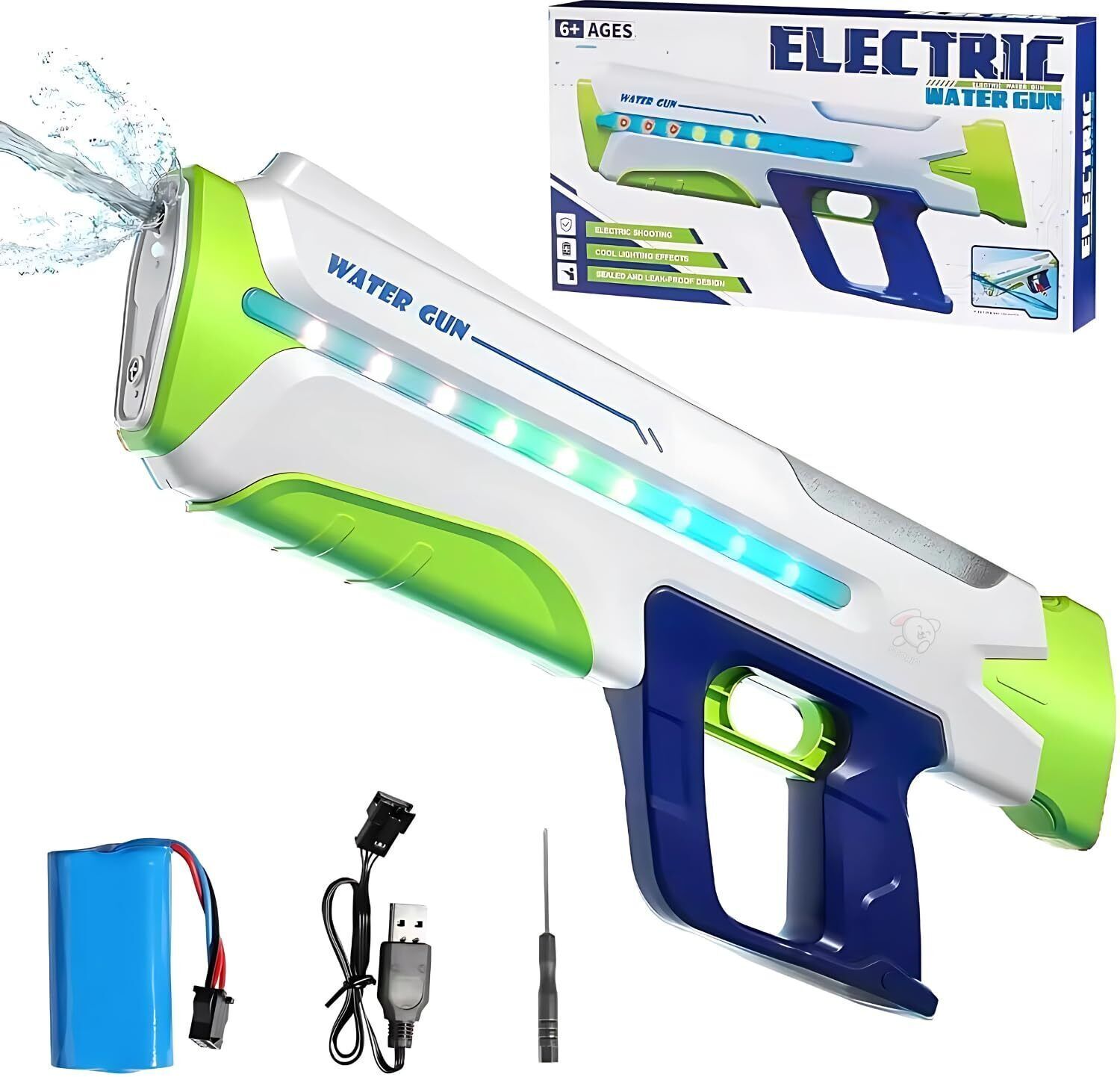 ivee international Rechargeable Electric Water Gun toy with Light Effects Automatic Water SoakerGun Water Gun-picture-0