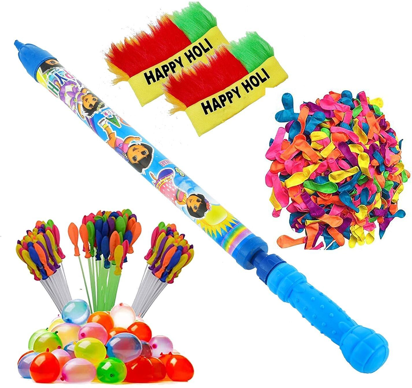 (1 Pichkari +3 Magic Balloon +2 Holi Cap+ 100 Water Balloon)Holi & Pool Party Water Gun-image-10
