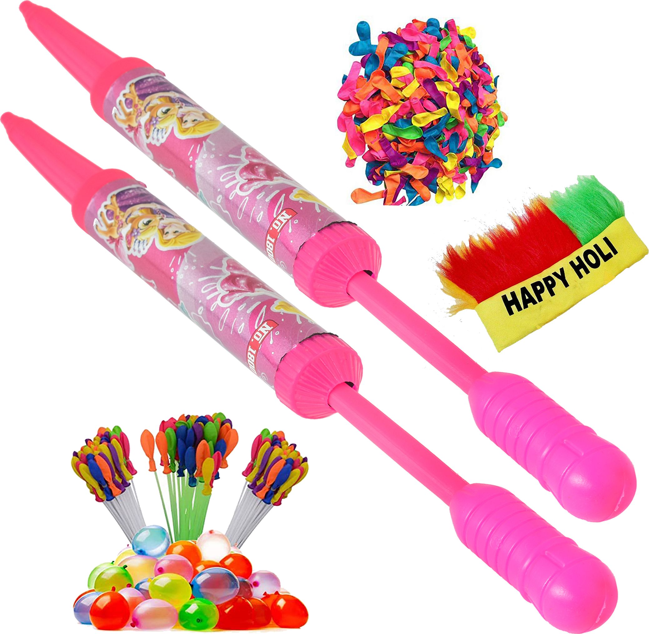 (2 Pichkari+3 Magic Balloon+100 Water Balloon+1 Holi Cap)for Kids Holi Party Fun Water Gun-image-20
