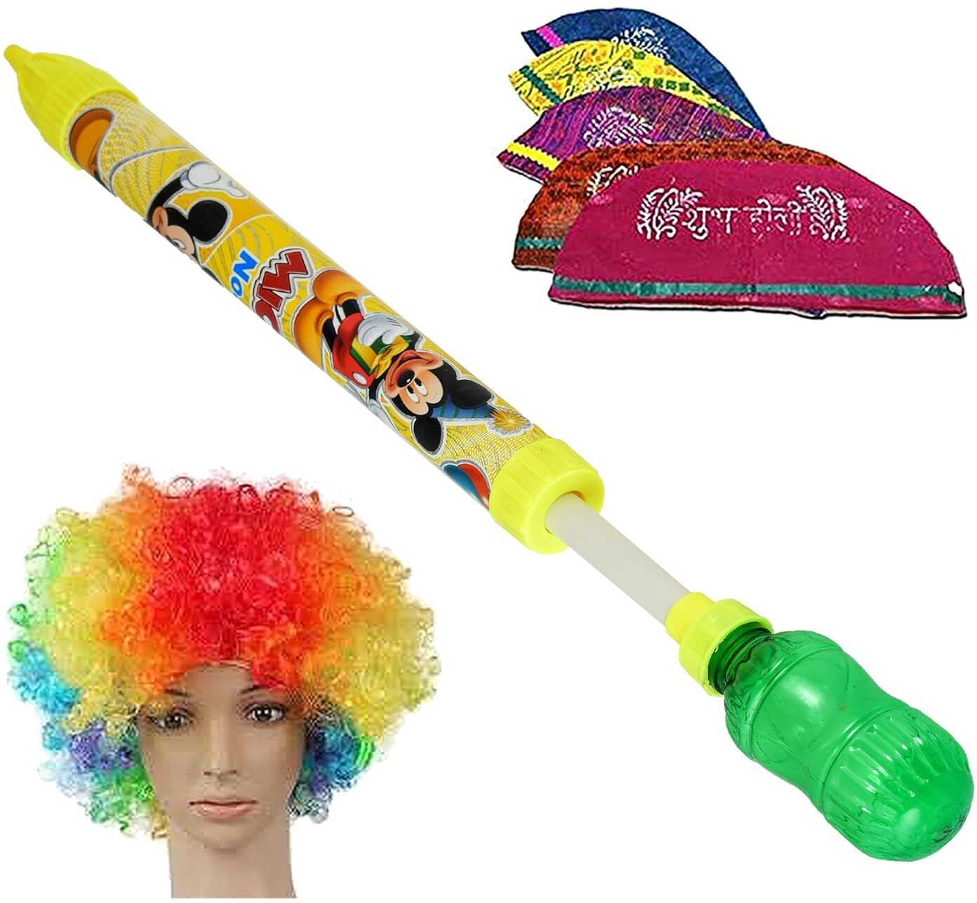 (1 Pichkari+ 10 Holi Cap+ 1 Malinga Wig)for Kids Holi & Summer Pool Party Fun Water Gun-image-11