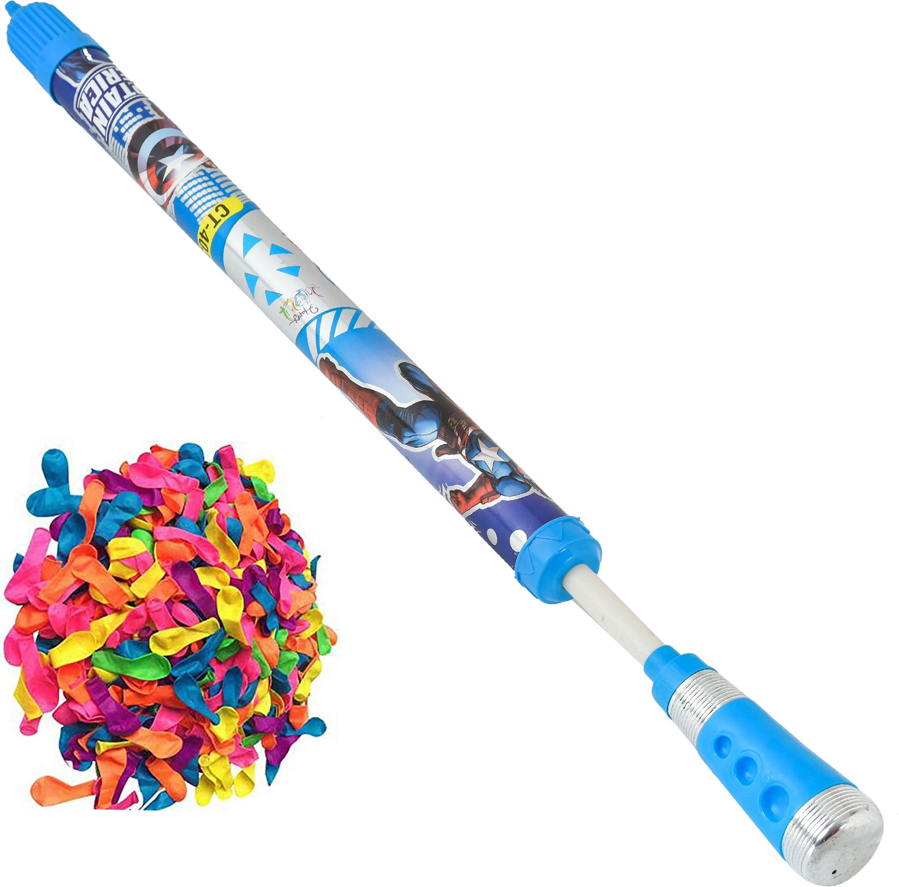 (1 Pichkari + 100 Water Balloon)for Kids Holi & Summer Pool Party Beach Fun Water Gun-image-5