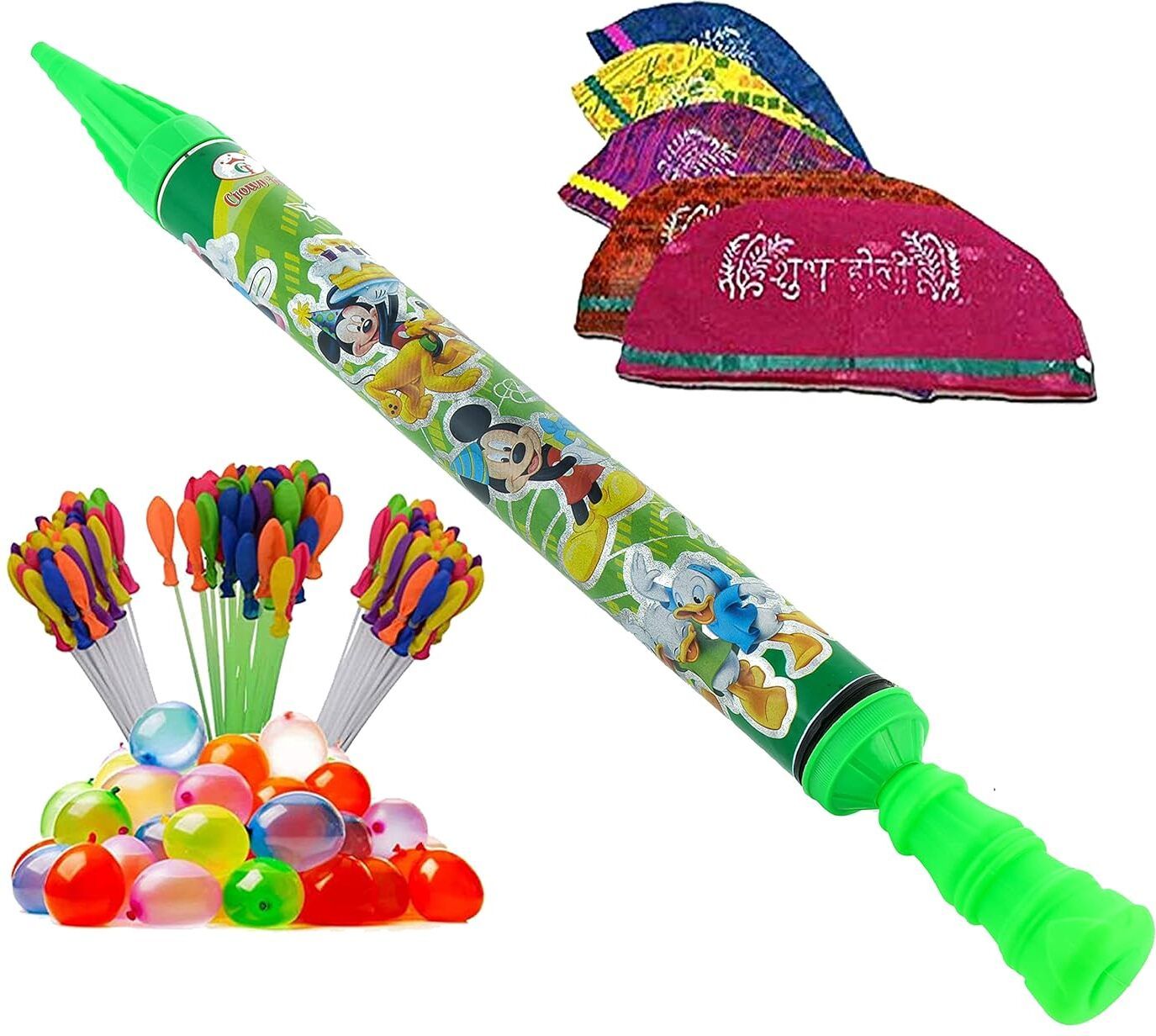 (1 pichkari+ 3 Magic Balloon+ 10 Holi Cap)for Kids Holi & Pool Party Water Gun-image-21