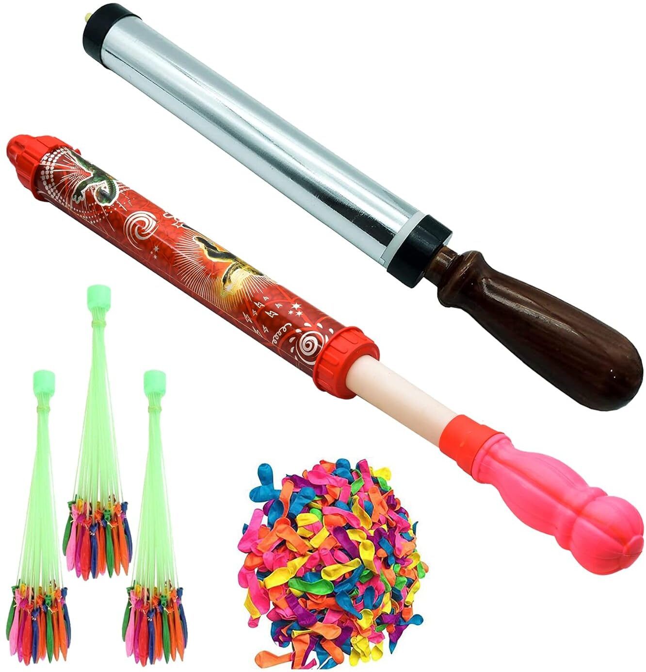 (2 Pichkari + 3 Magic Balloon + 200 Water Balloon)for Kids Holi & Pool Party Fun Water Gun-image-47
