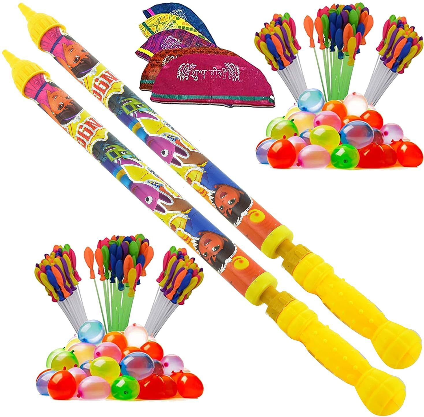 (2 Pichkari + 6 Magic Balloon + 10 Holi Cap)For Kid's Holi Party Fun Water Gun-image-3