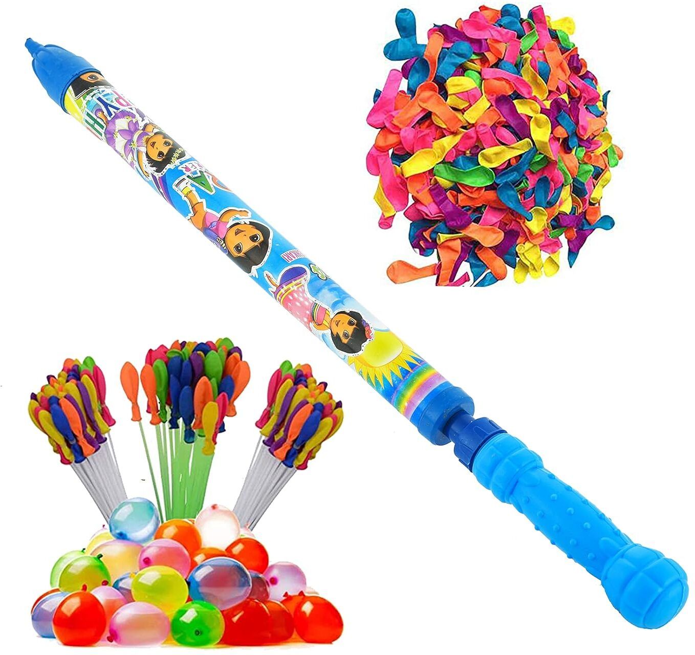 (1 Pichkari +3 Magic Balloon +100 Water Balloon)for Kids Holi & Pool Party Fun Water Gun-image-13