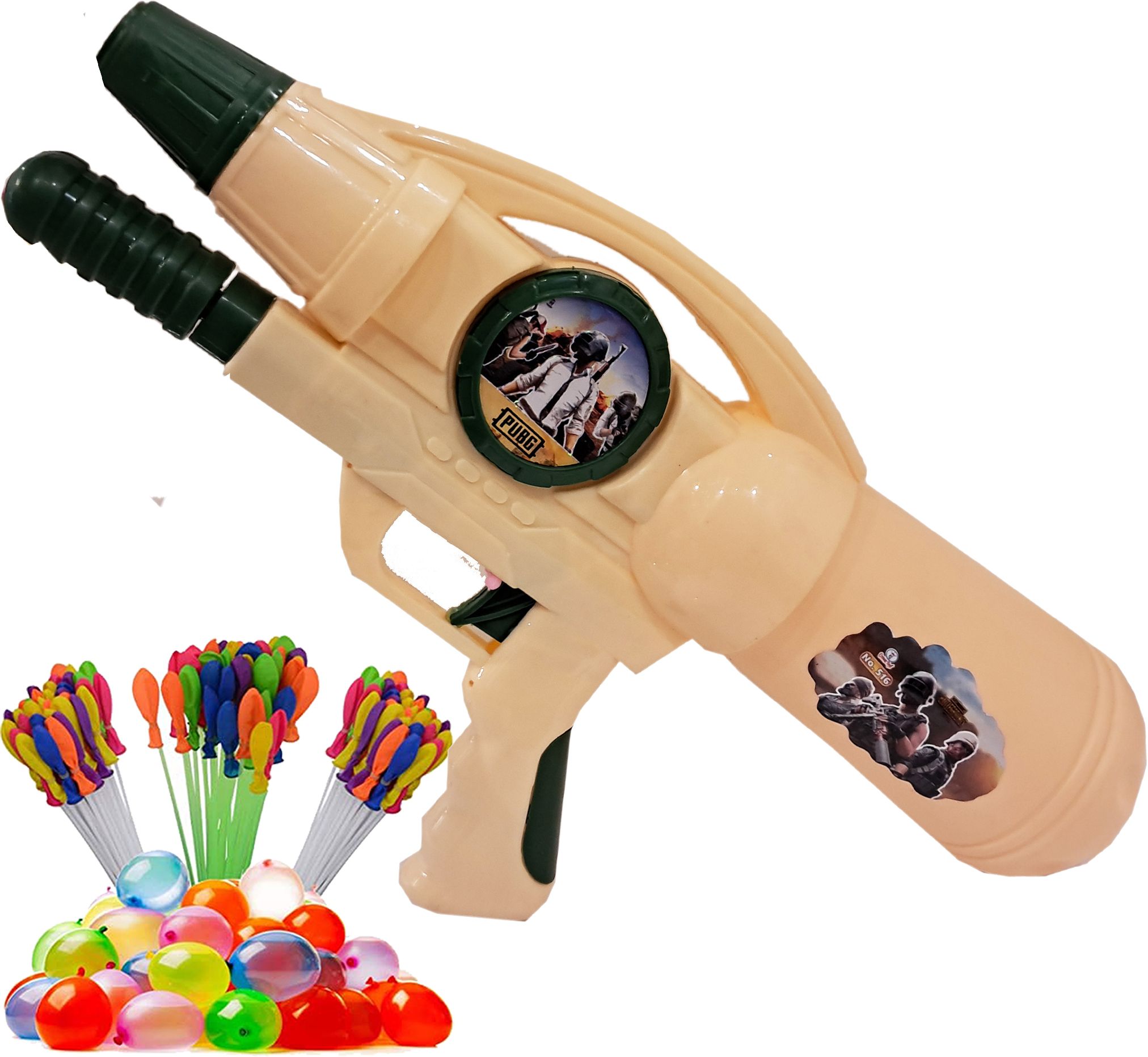 brown leaf (1 Pichkari + 3 Magic Balloon)High Pressure Water Gun Toy Pichkari for Kids Holi Water Gun-picture-33