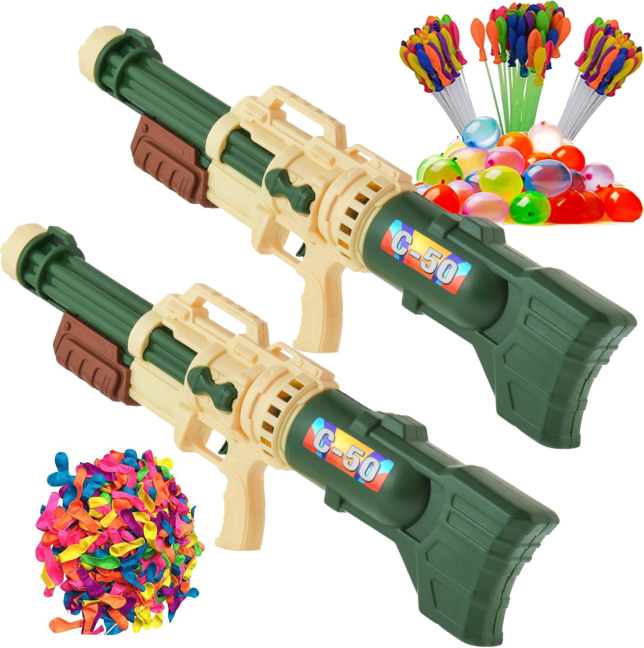 (2 Pichkari +6 Magic Balloon)for Kids Holi & Summer Pool Party Fun Water Gun-image-46
