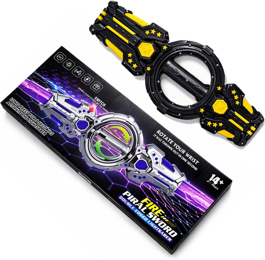 ptcmart Spinning LED Light Sword Toy with Rotating Handle Double Edge Light for Kids Maces & Swords-picture-39