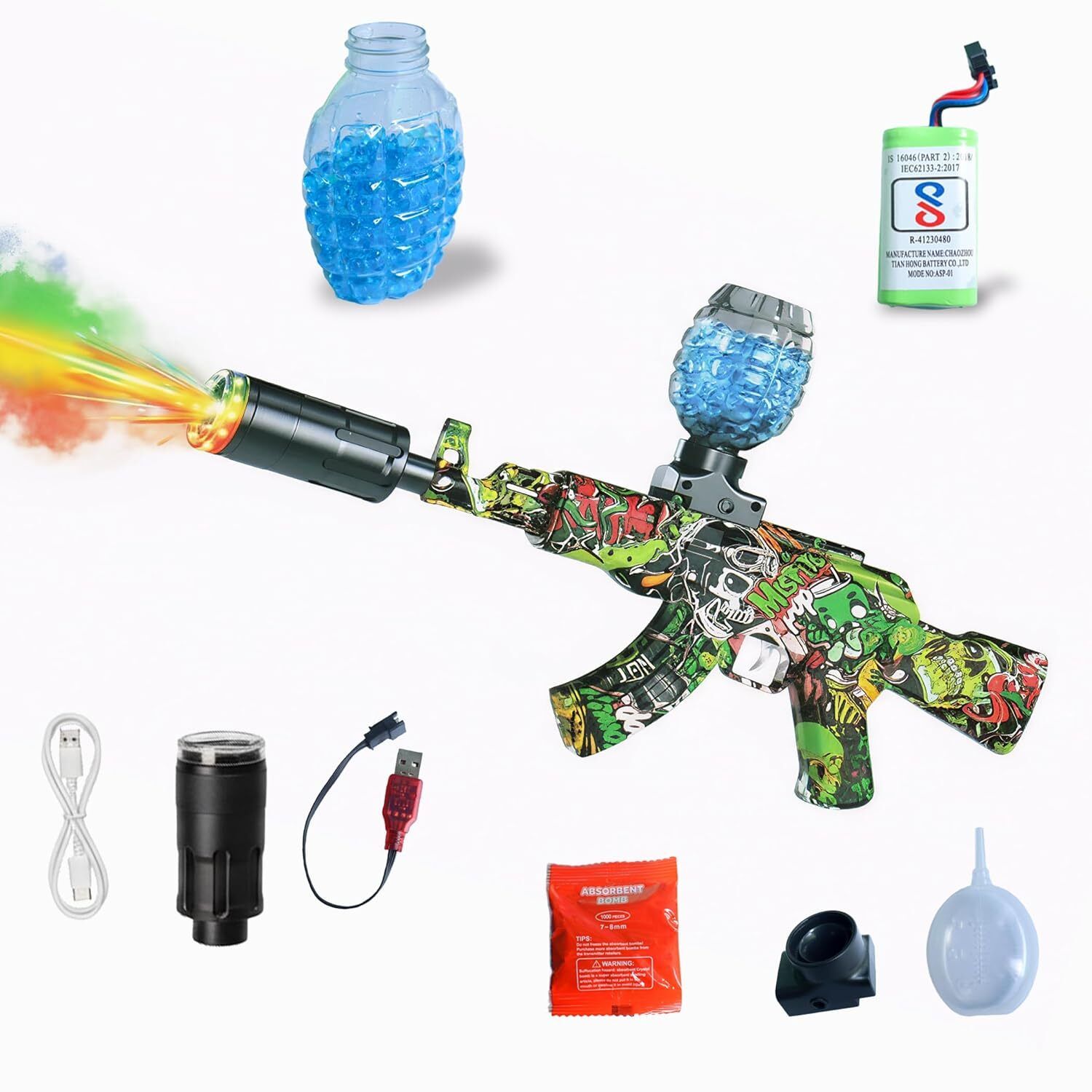 Small Balls Blaster Gun with Sensor LED Smoke Suppressor Water Gun-image-25